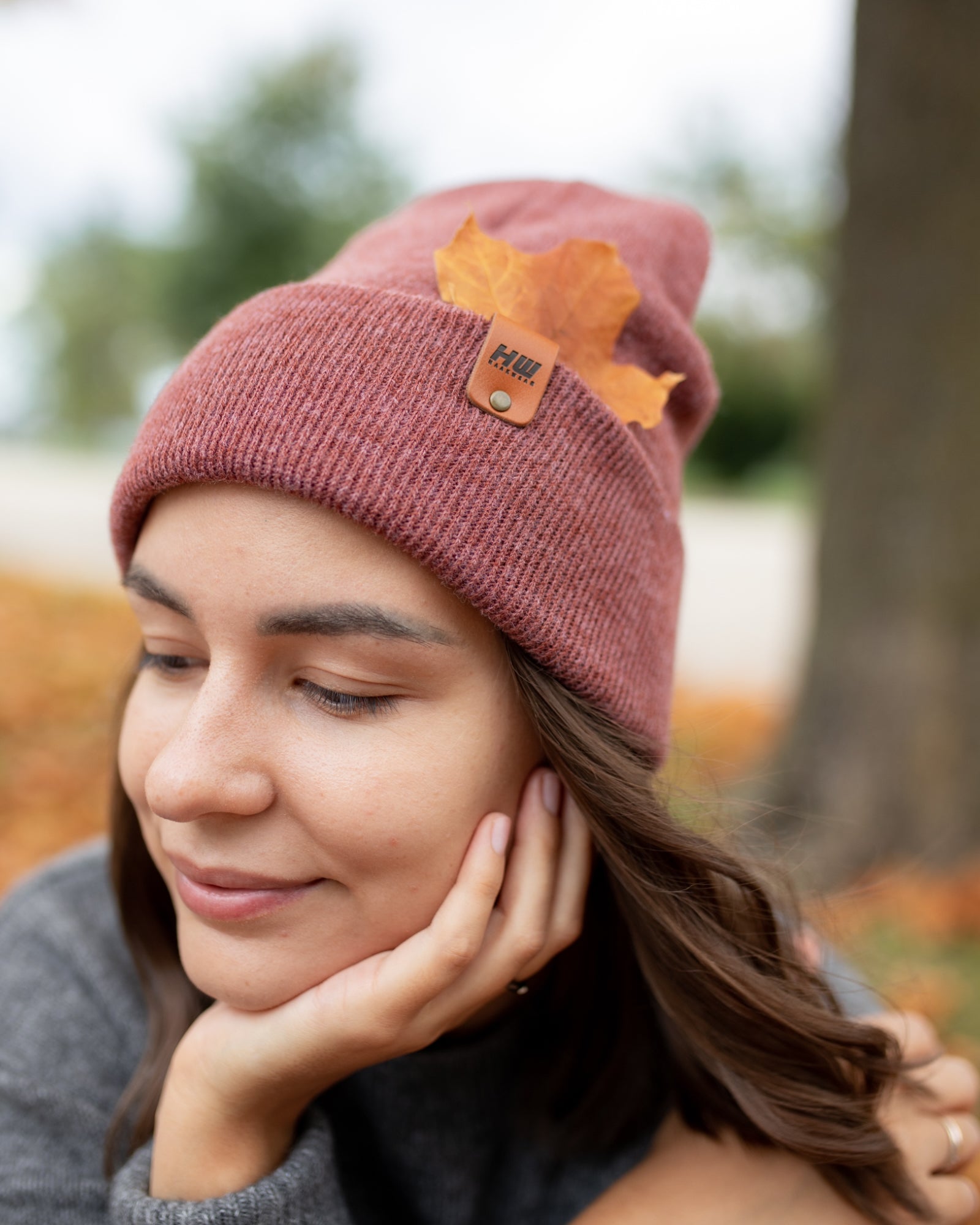 Knit Cuffed Beanie - Rusty Burgundy