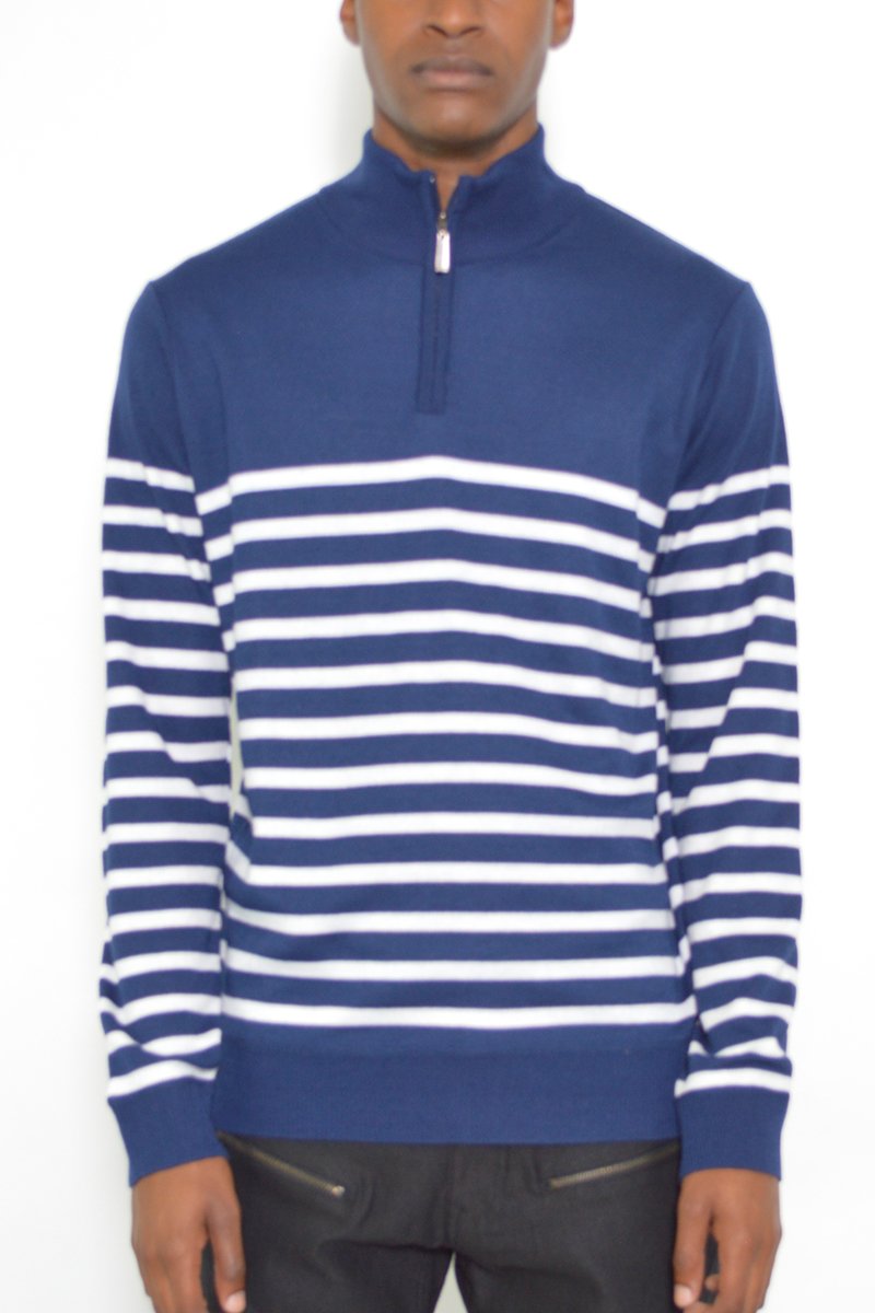 QUARTER ZIP STRIPE POLLUVER