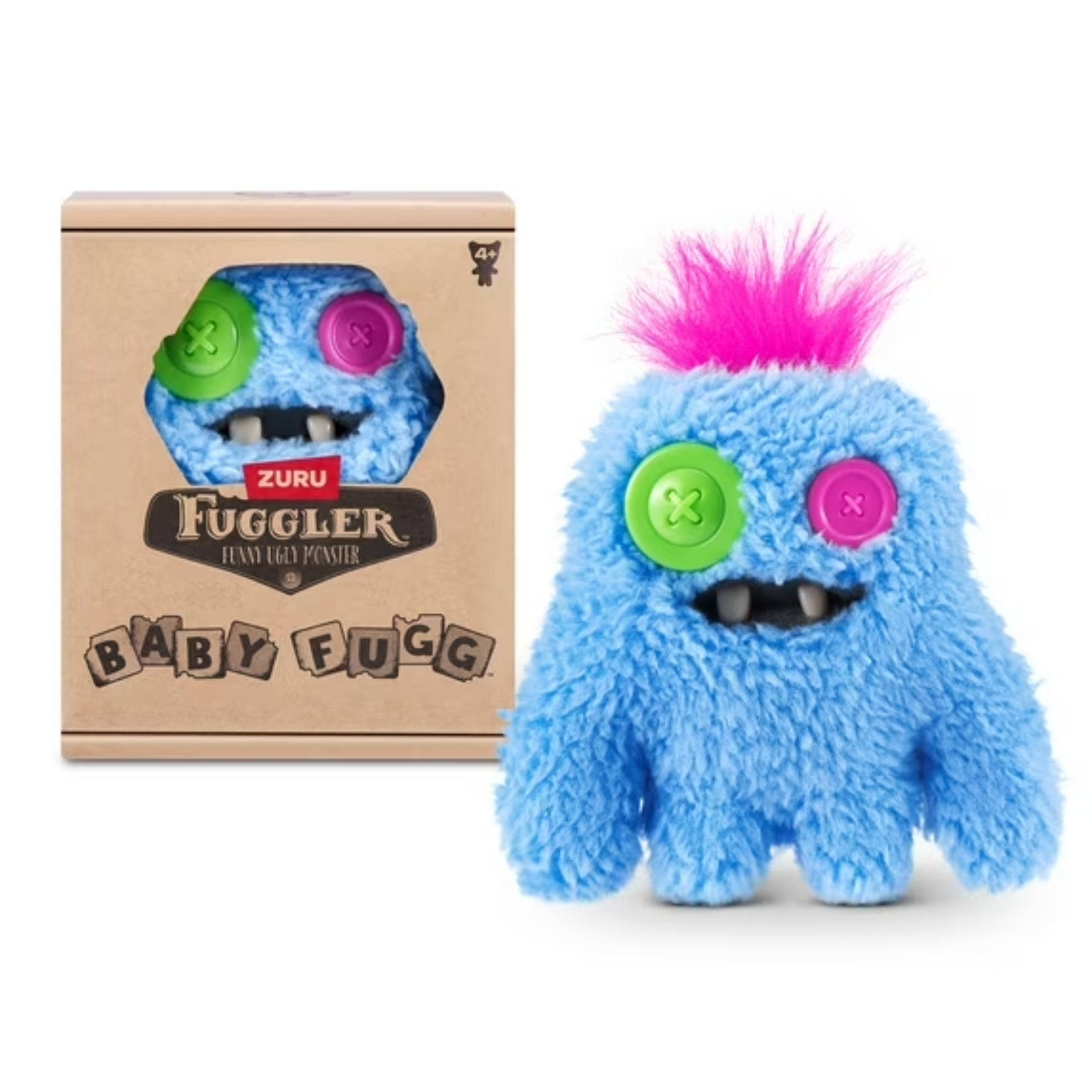 Zuru Fuggler Baby Fug SasQuoosh Blue Funny Ugly Monster Plush Toy 3.5 Inch