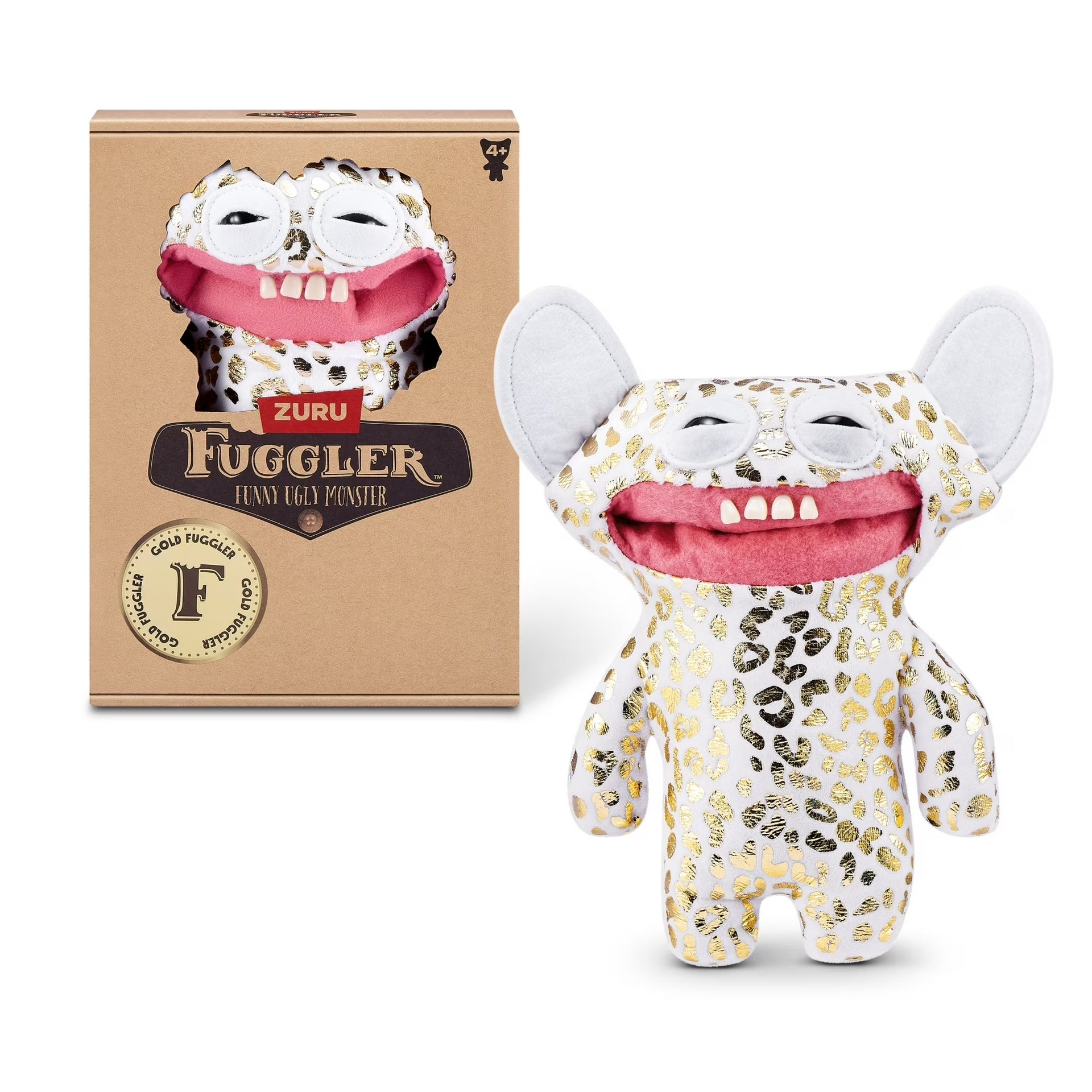 Zuru Fuggler Gold Fuggs Grin Grin White Funny Ugly Monster Plush Toy 9 Inch