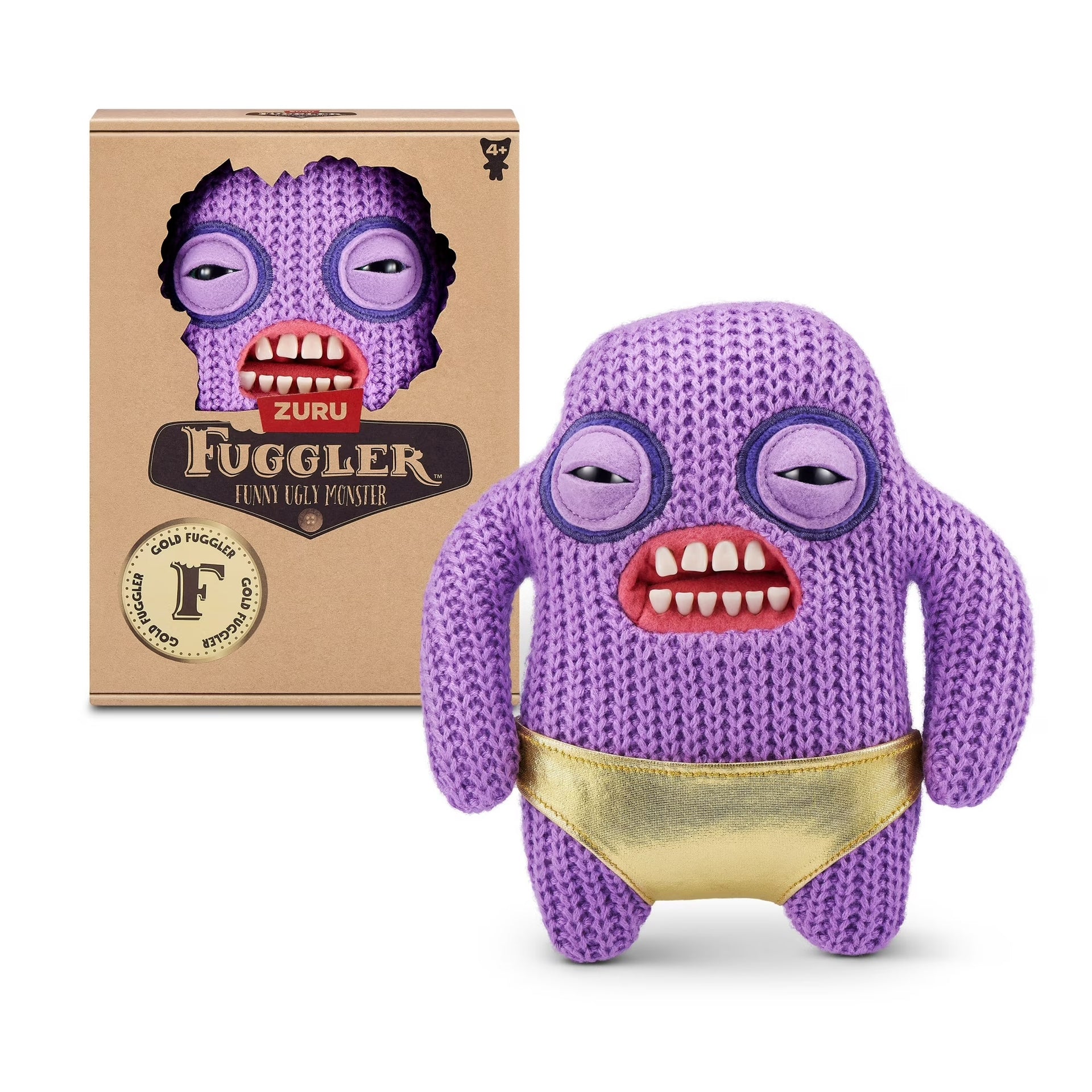 Zuru Fuggler Gold Fuggs Mr Needles Purple Funny Ugly Monster Plush Toy 9 Inch