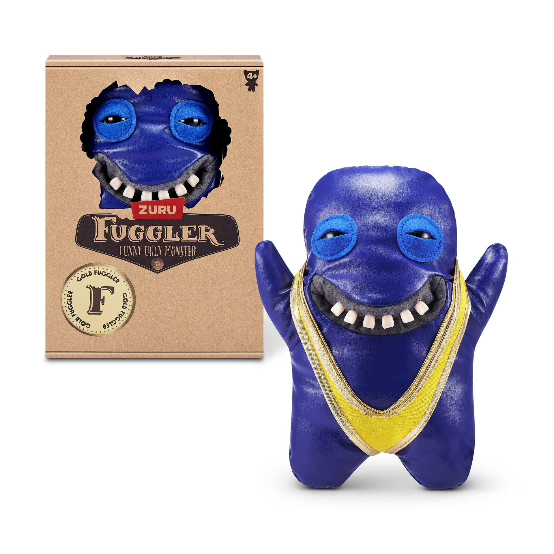 Zuru Fuggler Gold Fuggs Shameless Goof Blue Funny Ugly Monster Plush Toy 9 Inch
