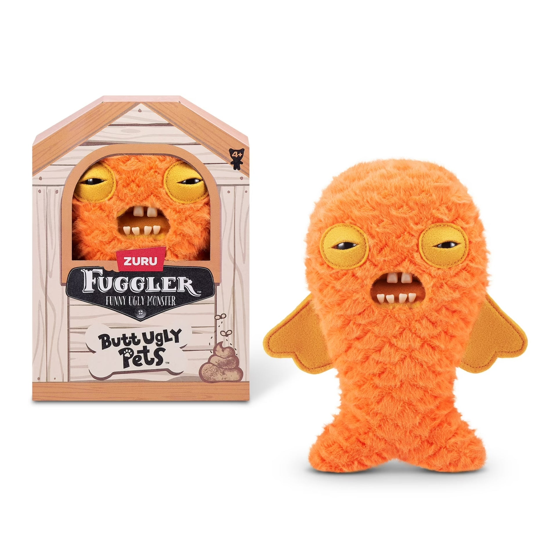 Zuru Fuggler Butt Ugly Pets CodFather Orange Funny Ugly Monster Plush Toy 9 Inch