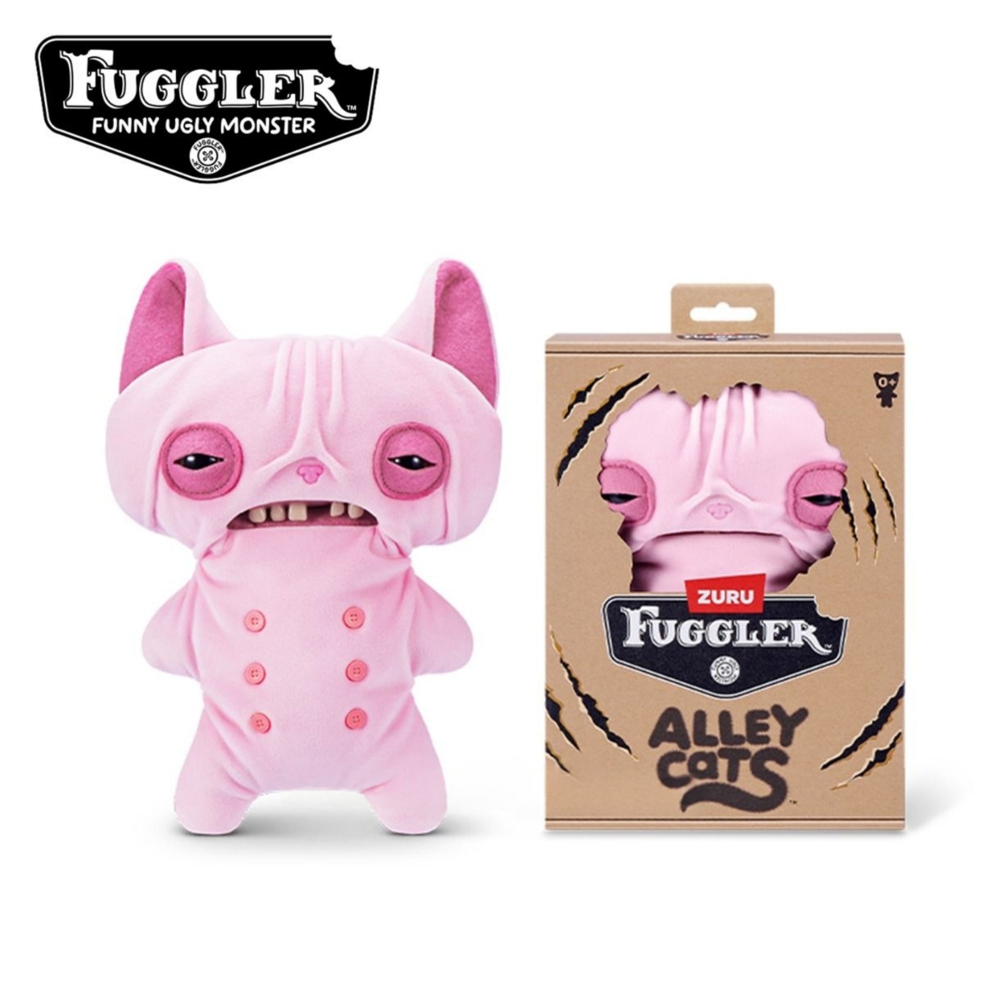 Zuru Fuggler Alley Cats Wrinkle McStinkles Pink 9 Inch Plush Toy