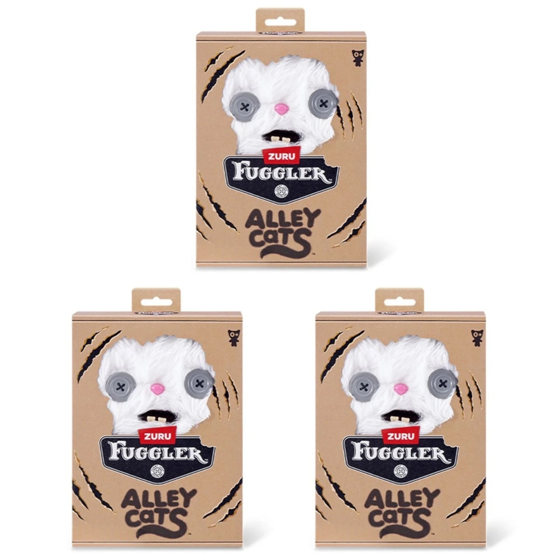 Set of 3 Zuru Fuggler Alley Cats Cheezee Plush Toy 9 Inch Funny Ugly Monster