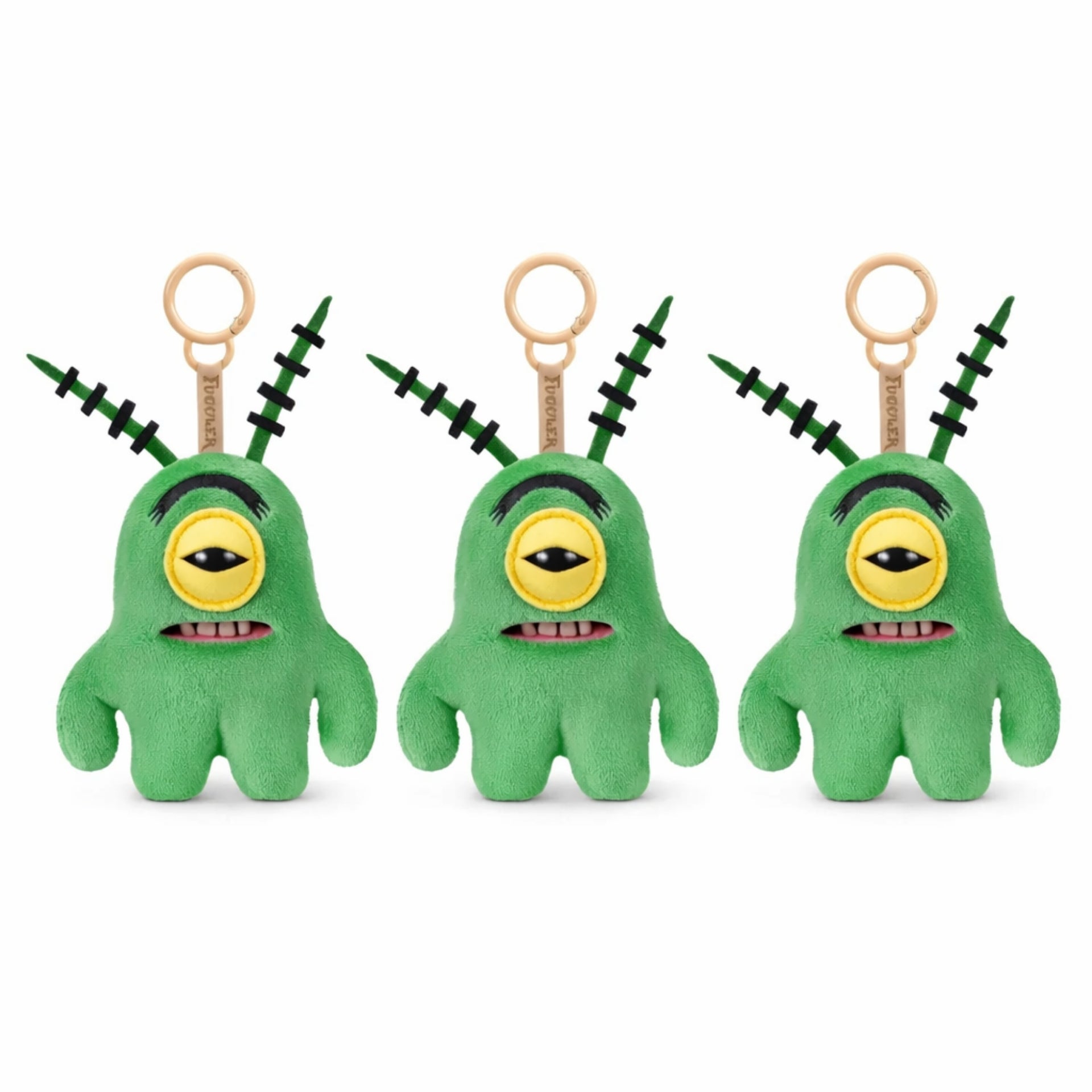 Pack of 3 Zuru Fuggler SpongeBob Plankton 5 Inch Keyring Plush Funny Ugly Monster