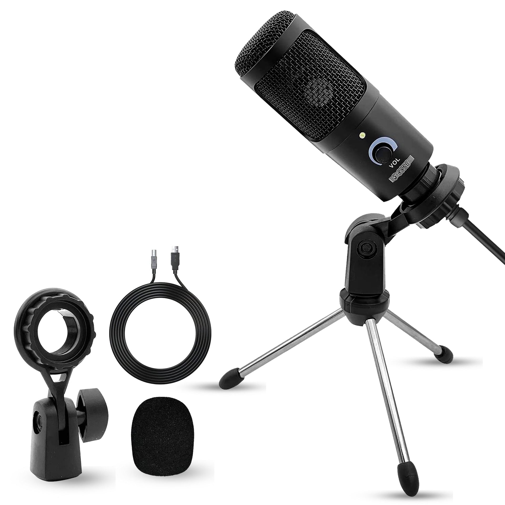 5Core Recording Microphone Podcast Bundle w Condenser Mic Desk Stand