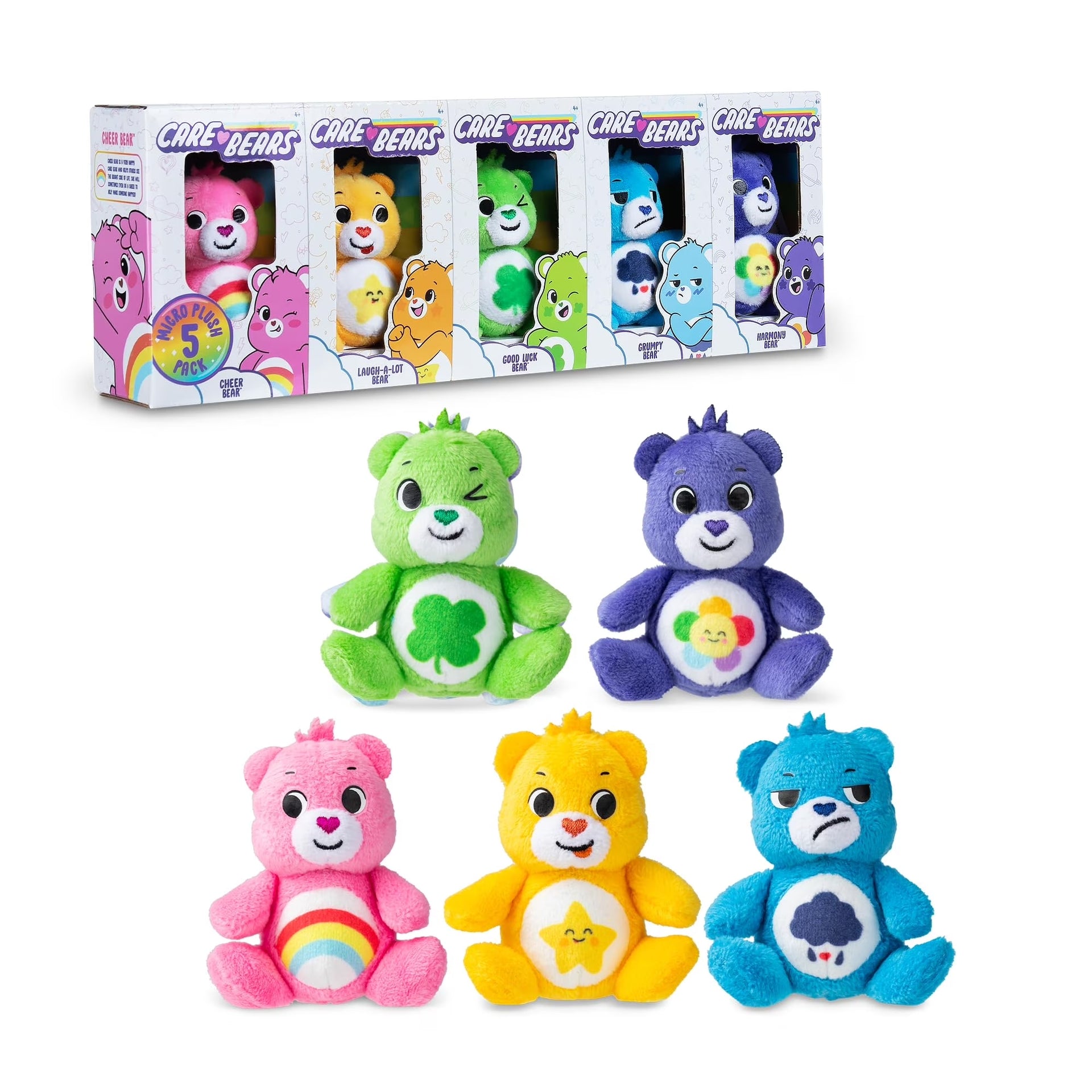 Care Bears Micro Plush Treasure Box - 5 Pack Mini Collectible Plush Toys