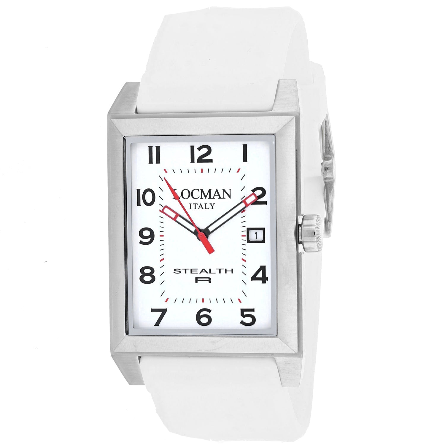 Locman Men's Stealth White Dial Watch - 241MOPBK2WH/WHRU