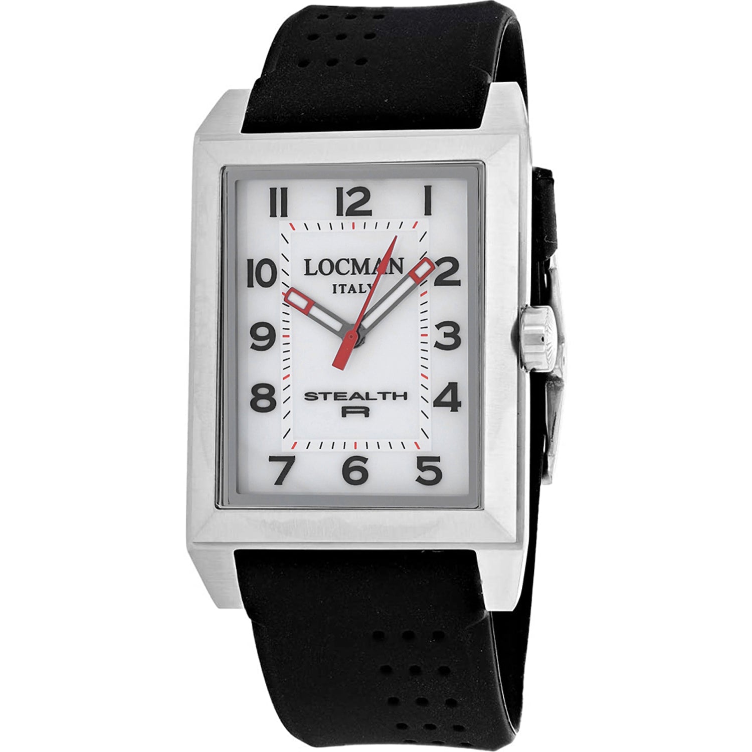 Locman Men's Stealth White Dial Watch - 242WH2BK/BKRU