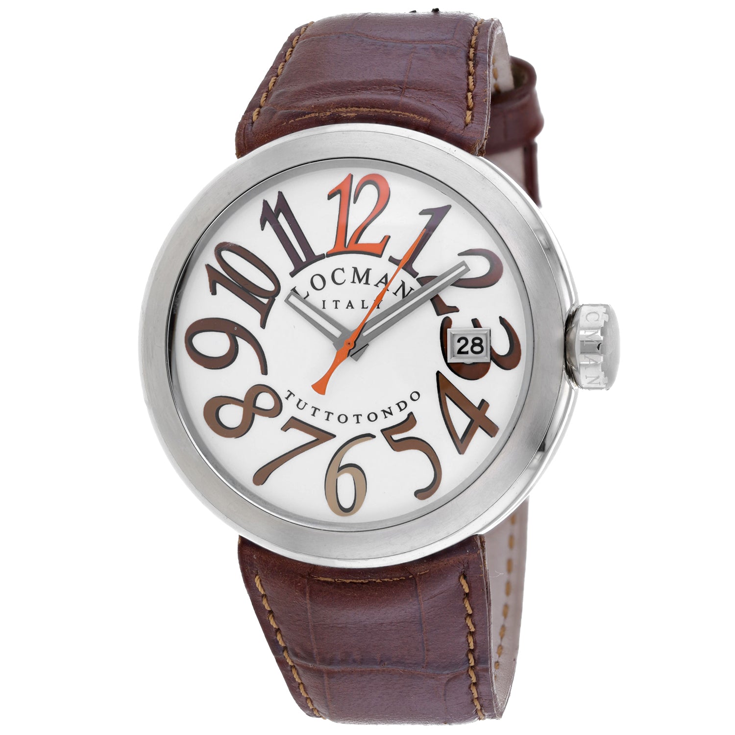 Locman Men's Tuttotondo White Dial Watch - 341WHBRBR