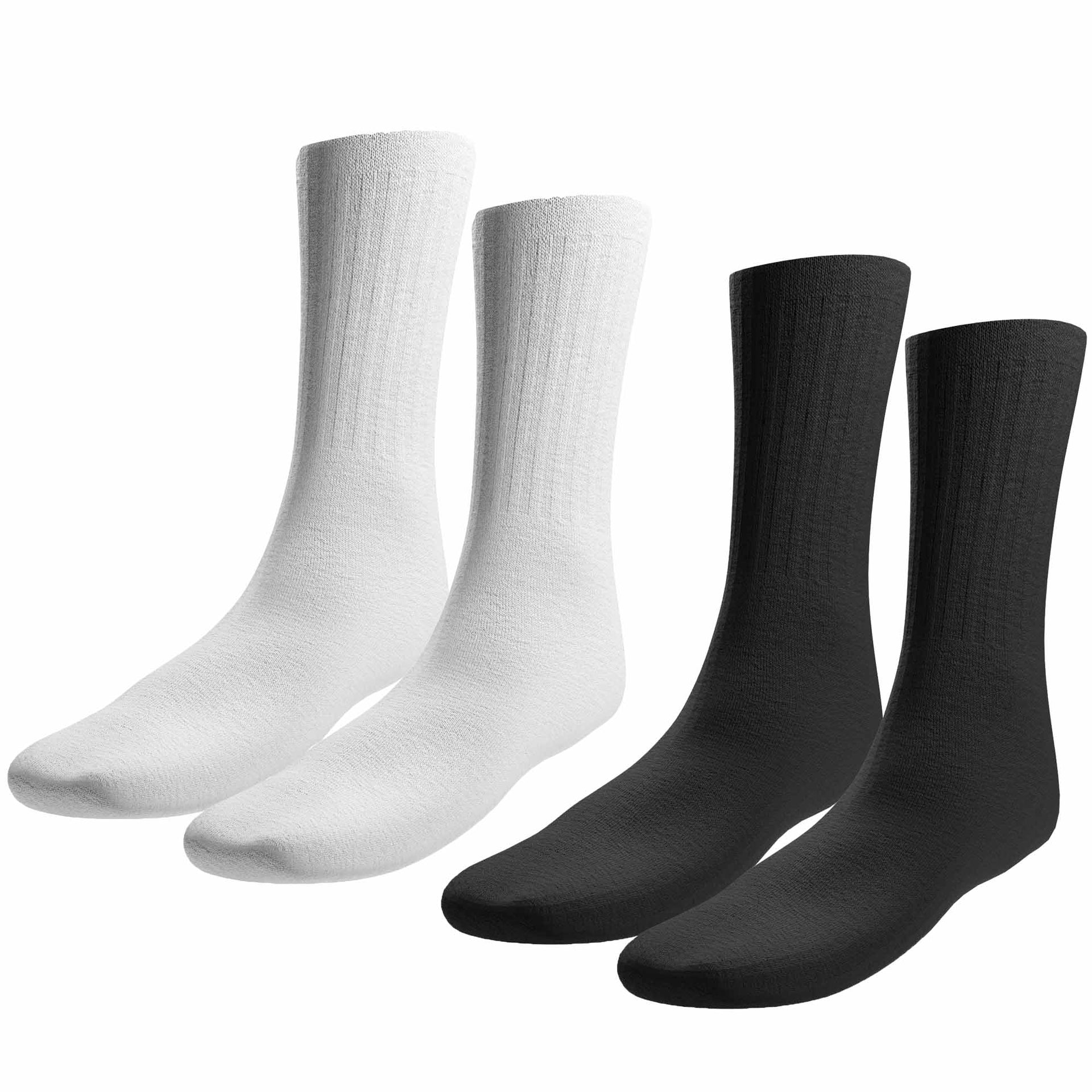 6 Pair Soft Cotton Crew Socks Soft Stretchy and Durable (Black & White, Medium)