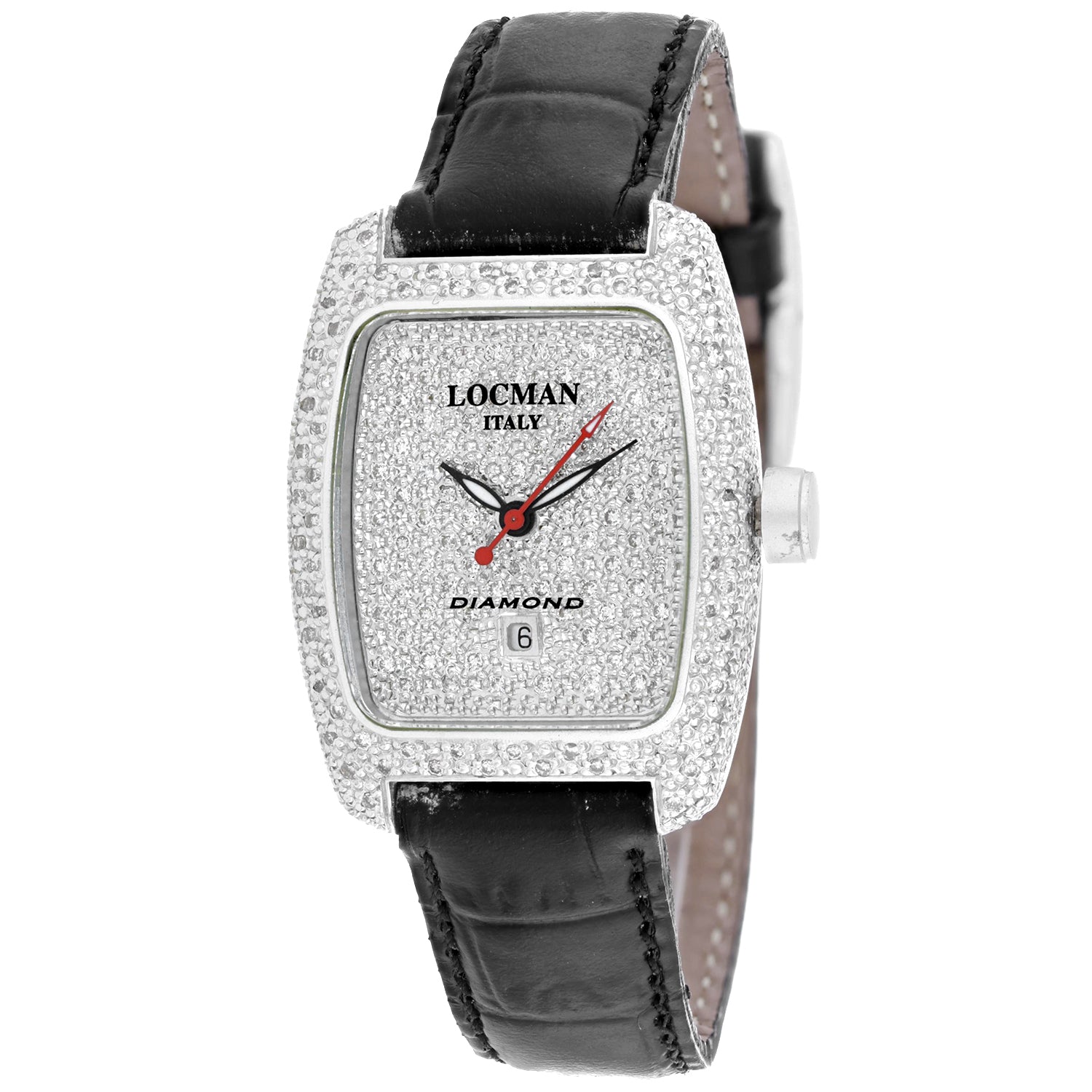 Locman Women's Diamond Silver Dial Watch - 485DLDC/BK