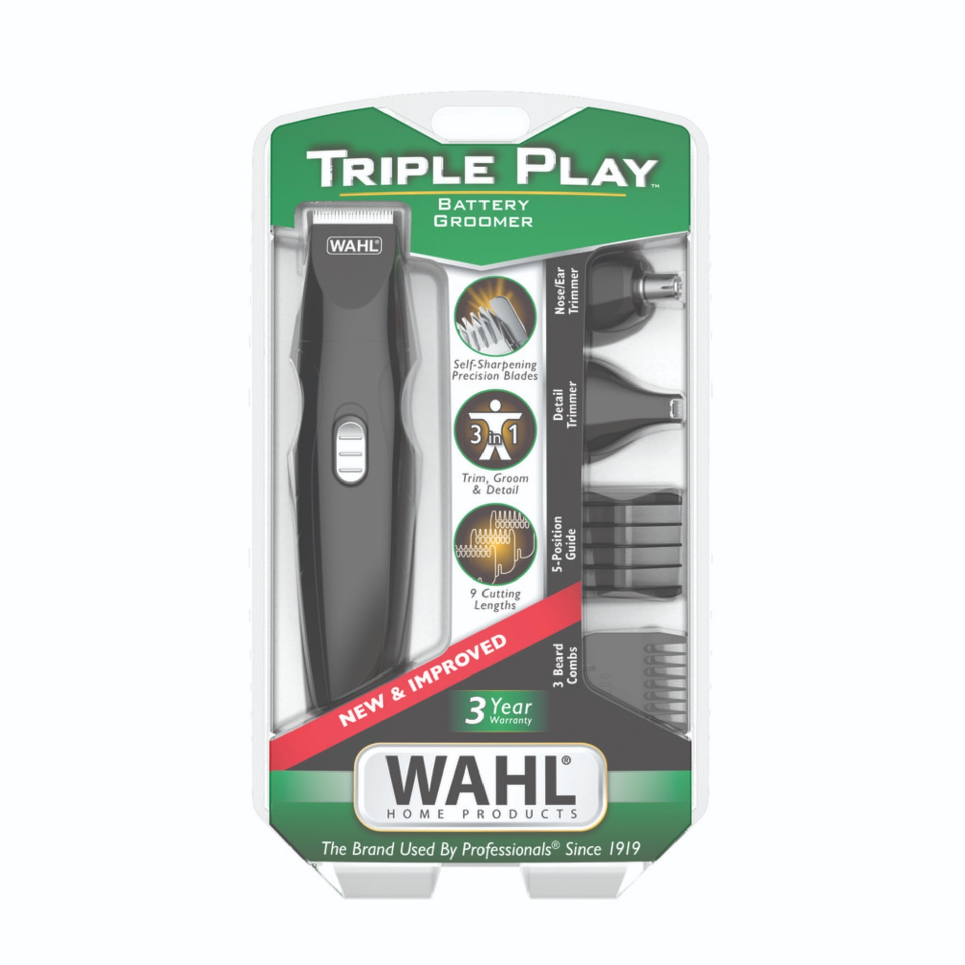 Wahl Triple Play Battery Trimmer Kit - Multi Purpose Grooming Set - 5537-6701-MI