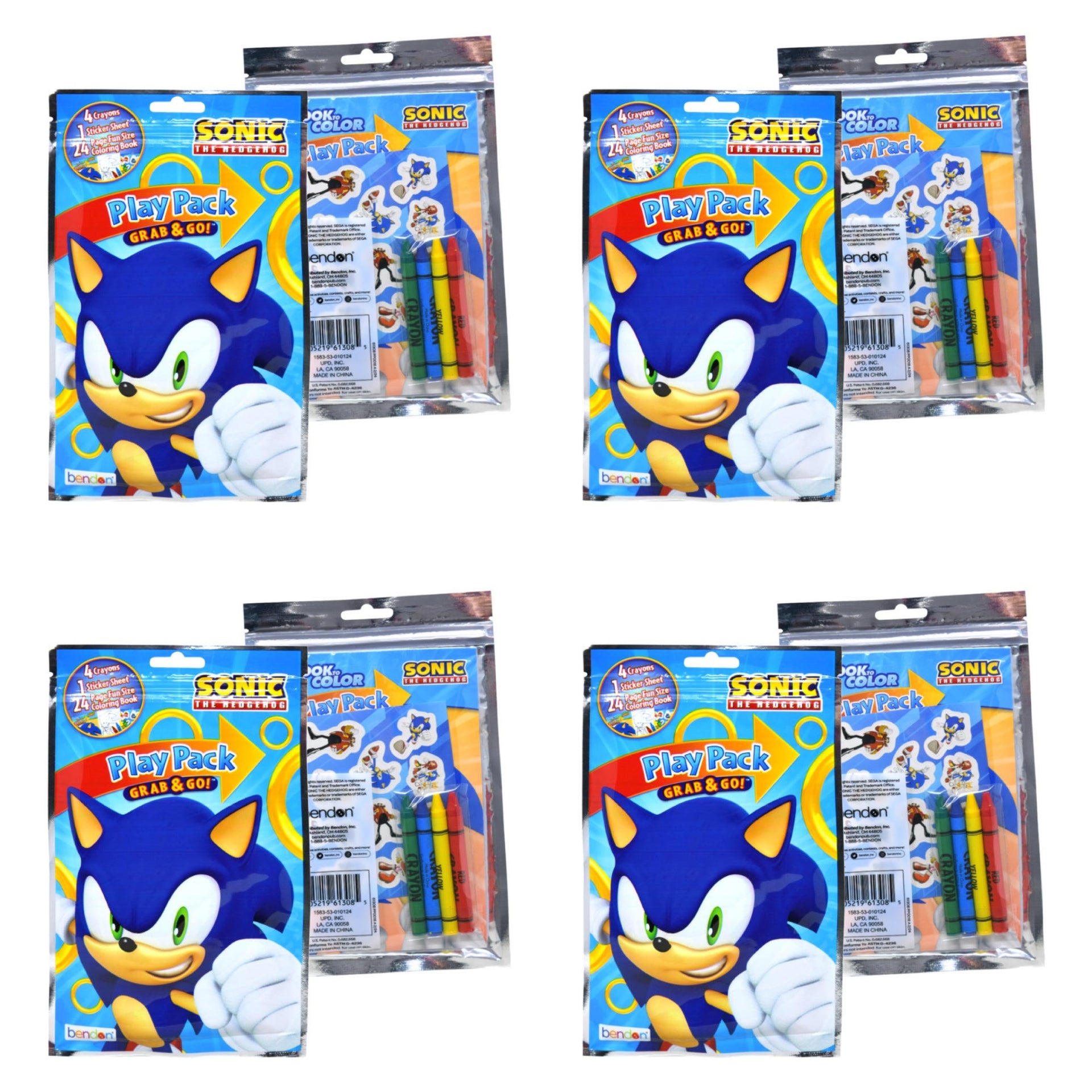 Pack of 4 Sonic the Hedgehog Grab n Go Play Pack