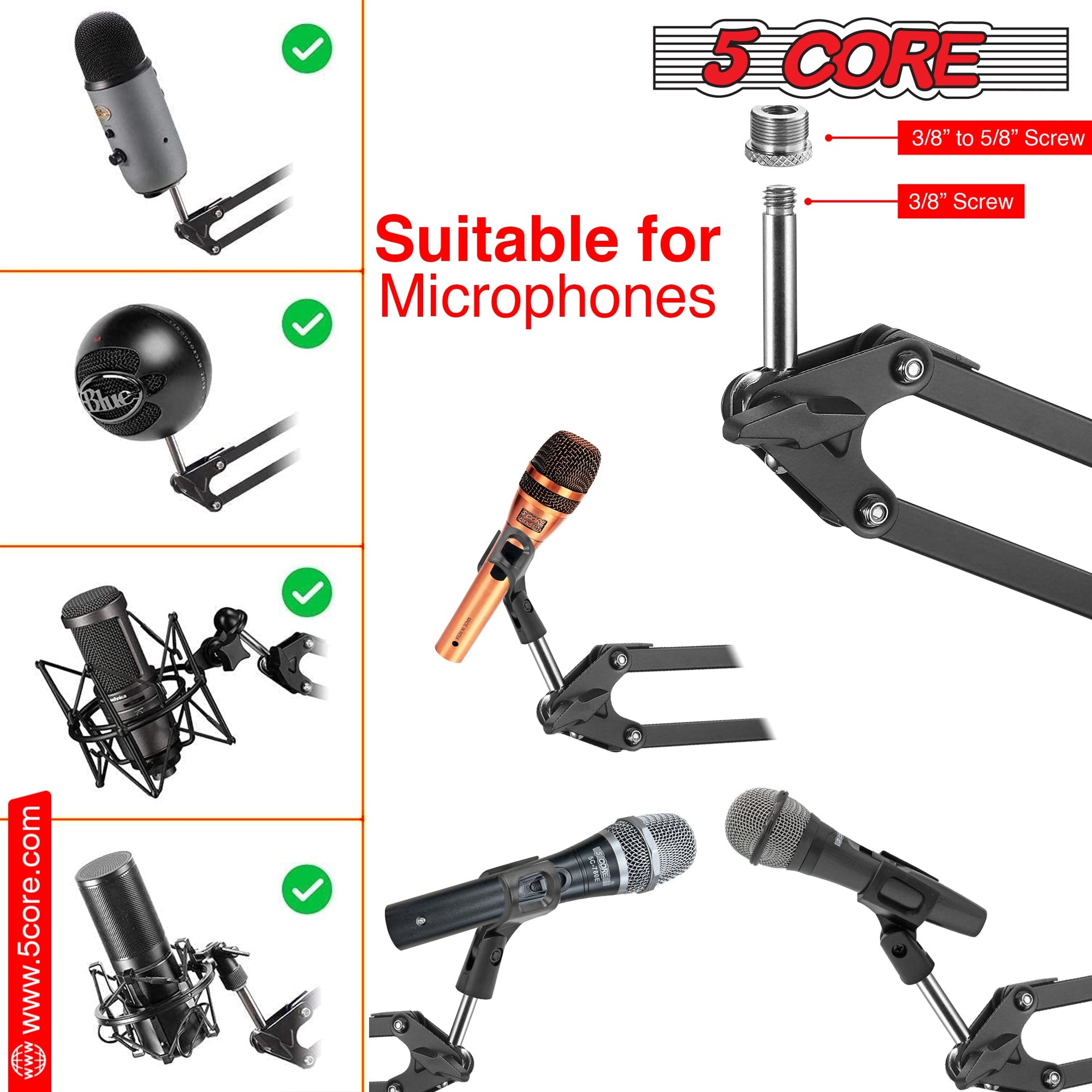 5Core Microphone Stand Suspension Desk Scissor Boom Arm w Shock Mount