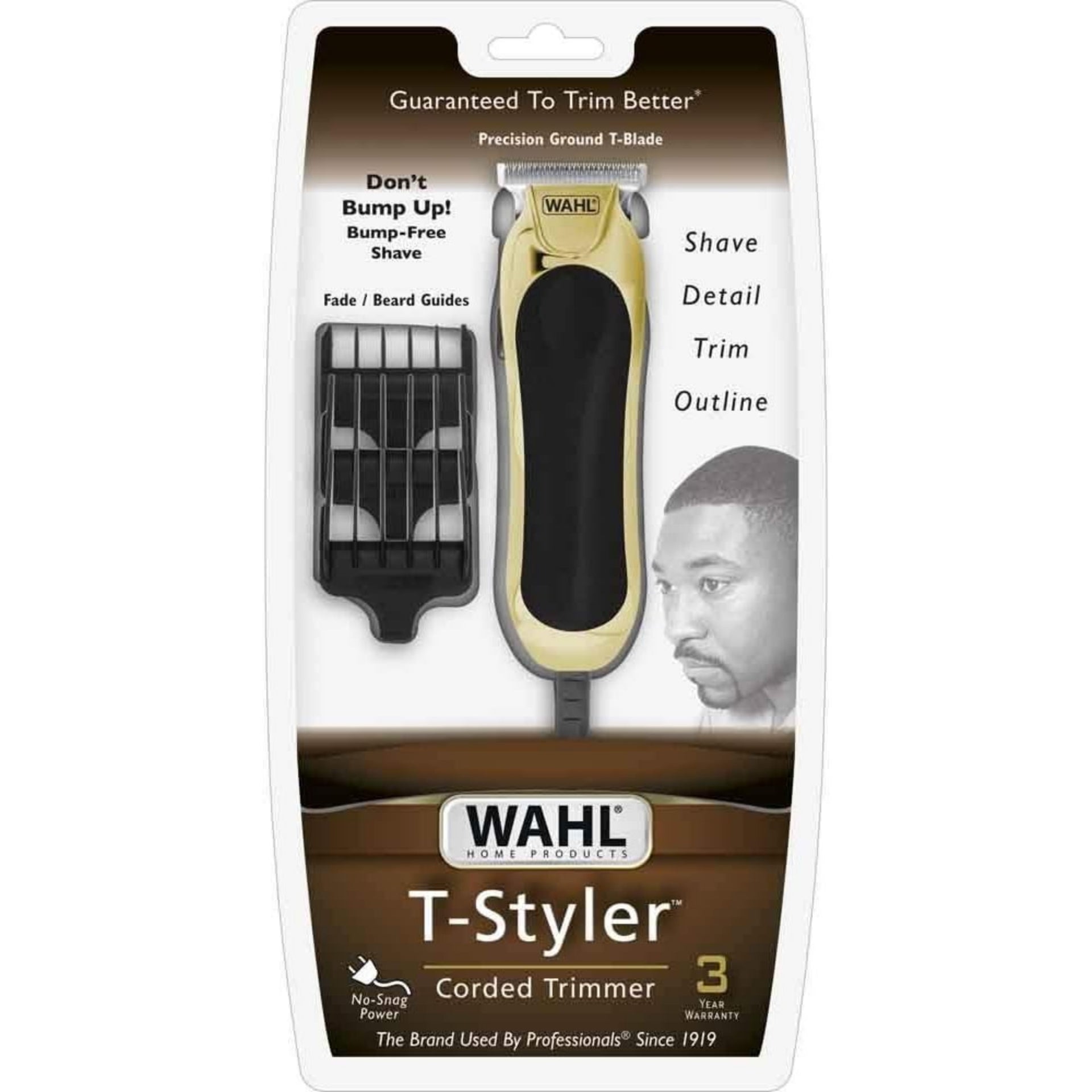 Wahl T Styler Corded Clipper and Trimmer - T Blade Precision Grooming Tool - 9307-3201-MI