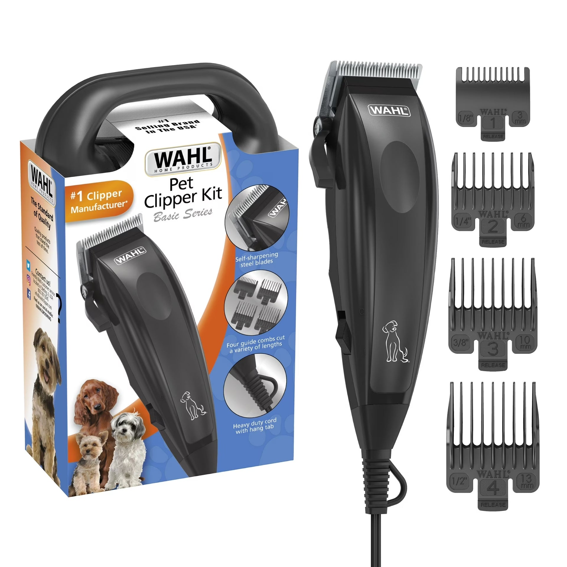 Wahl 10 Piece Pet Clipper Kit - Corded Dog Grooming Set - 9653-1101-MI