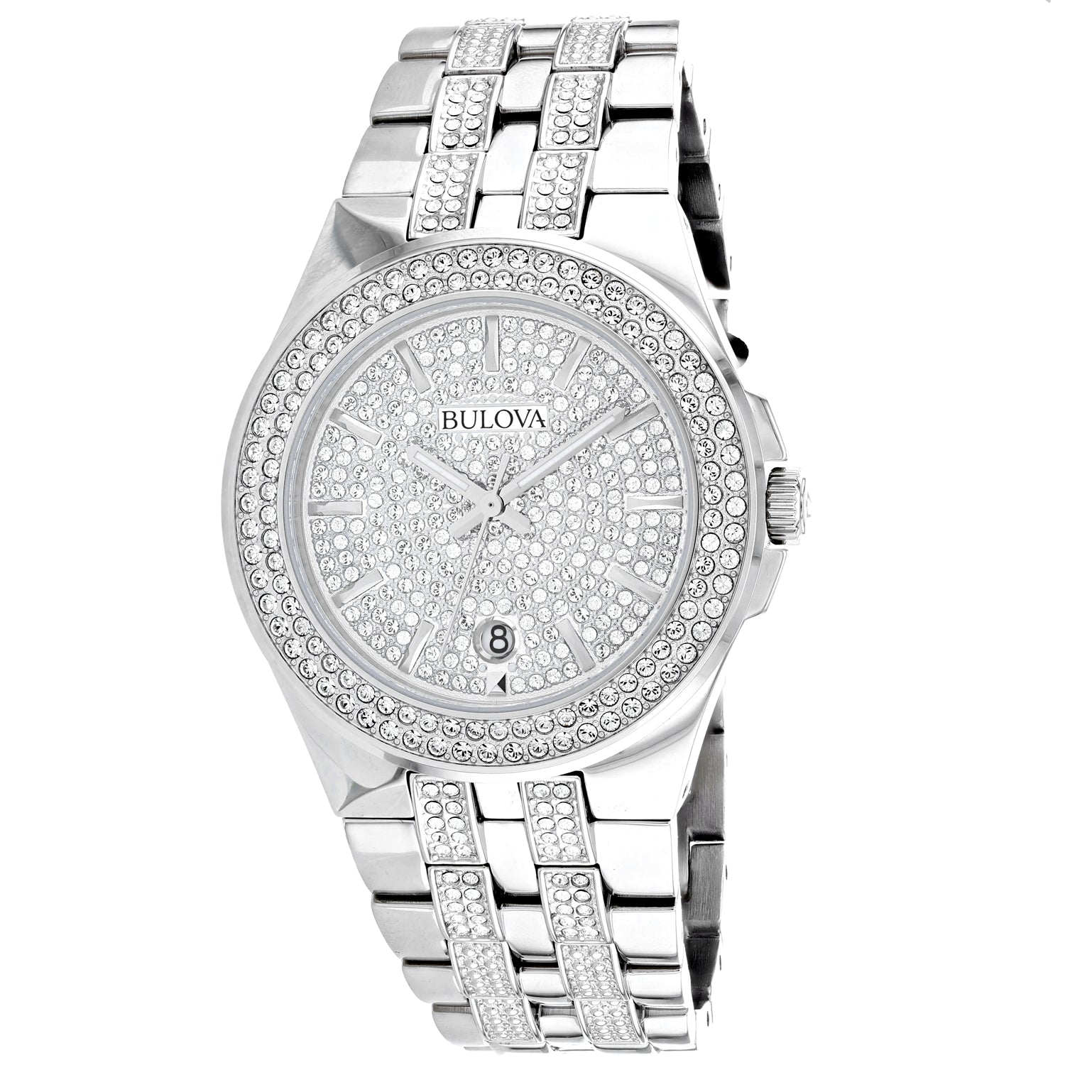 Bulova Men's Swarovski White Dial Watch - 96B235