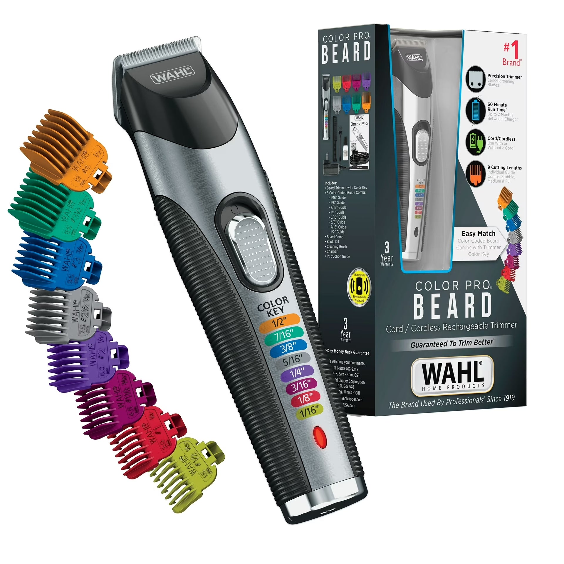 Wahl Color Pro Beard Trimmer - Cord Cordless Rechargeable Grooming Kit - 9891-100-MI