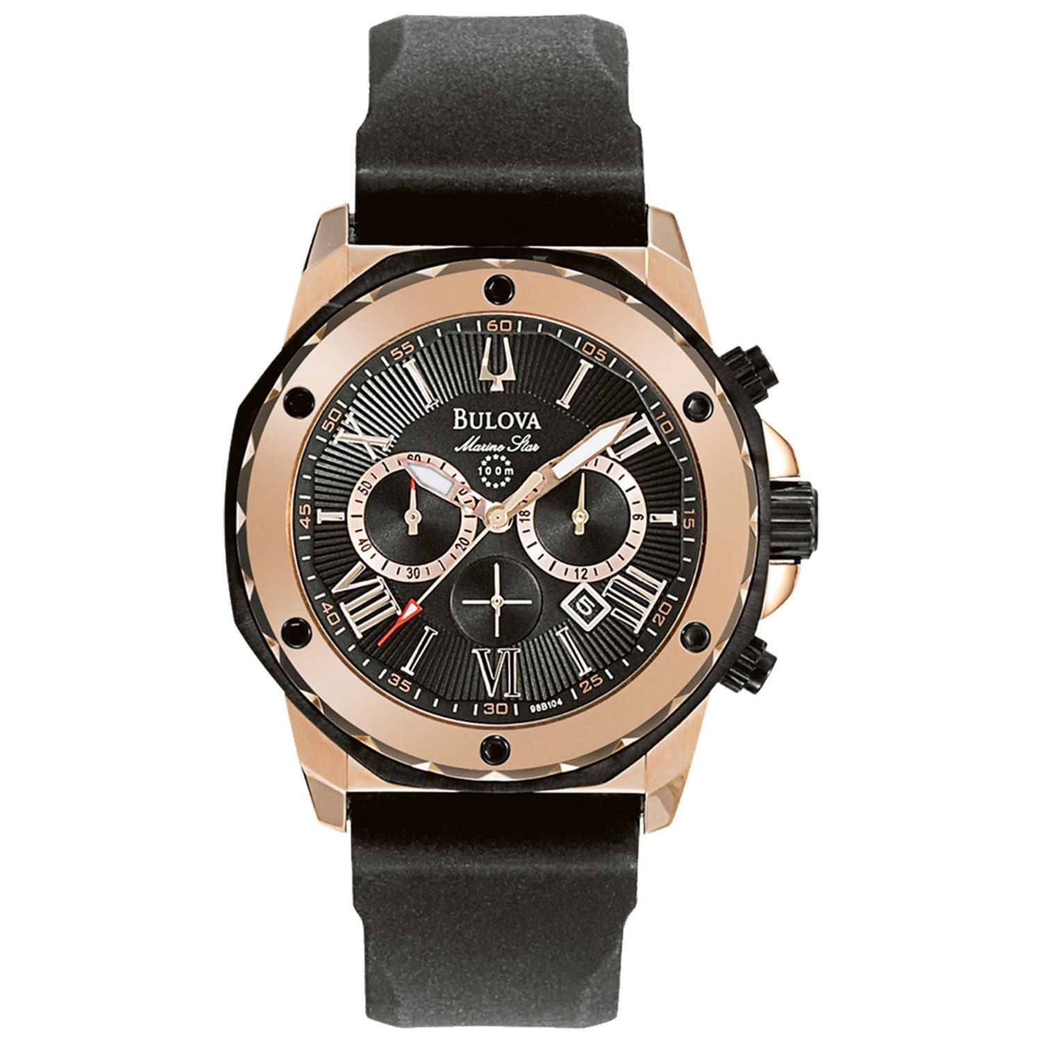 Bulova Men's Marine Star Black Dial Watch - 98B104