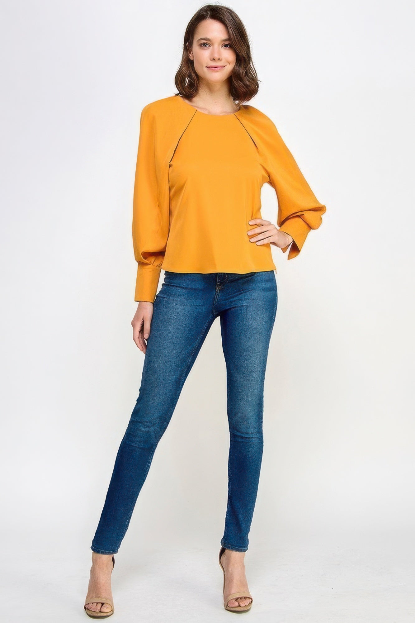 Raglan Long Sleeve Top With Back Neck Tie