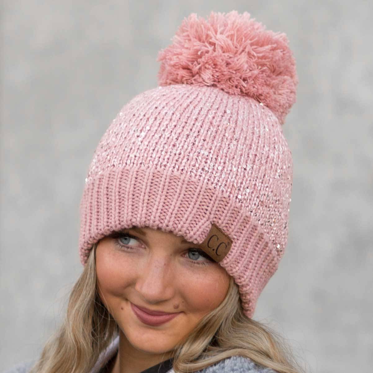 CC Sequin Pom Beanie