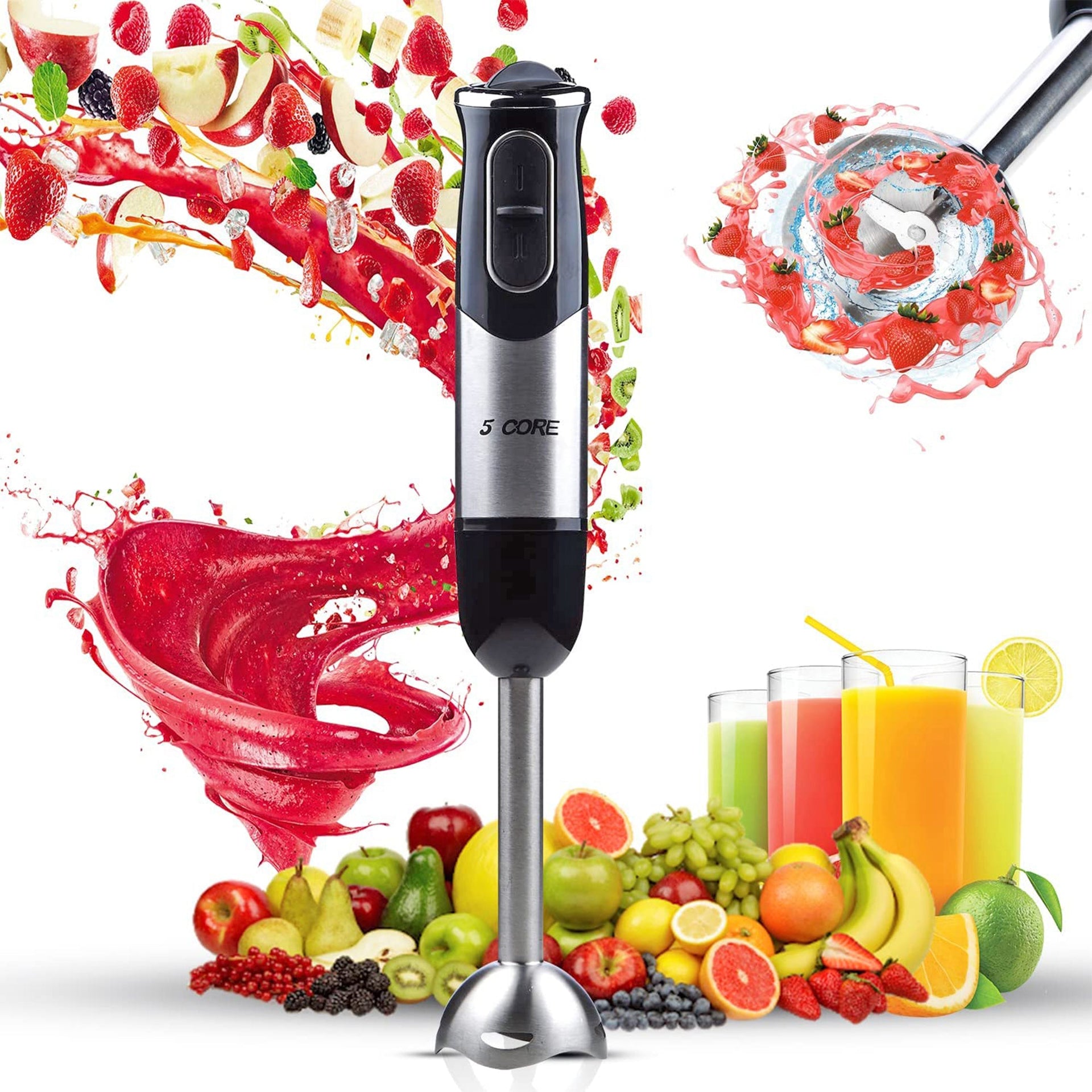 5Core Immersion Hand Blender 500W Stick Handheld Mixer Kitchen