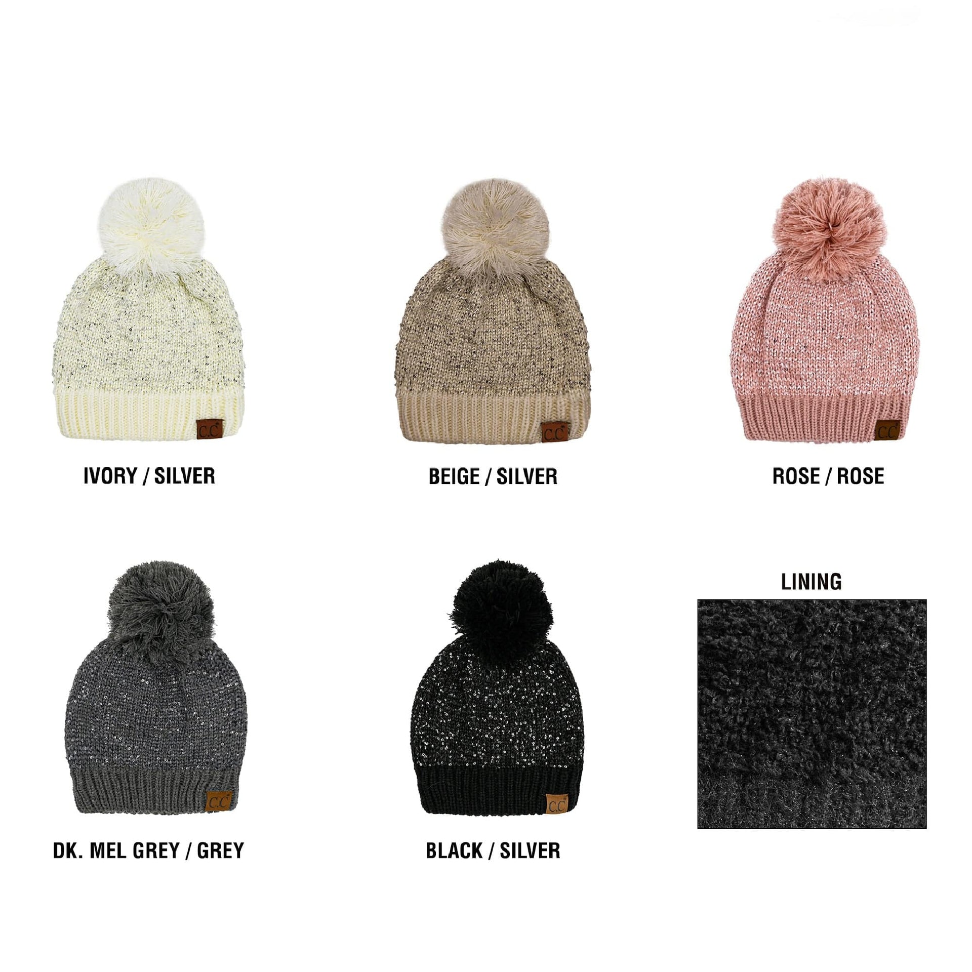 CC Sequin Pom Beanie