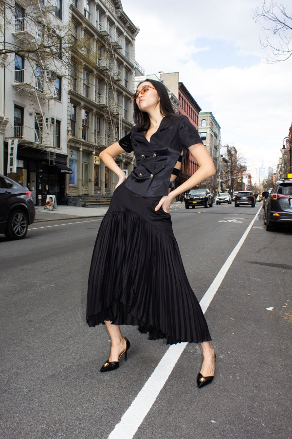 Maryanne Black Pleated Skirt