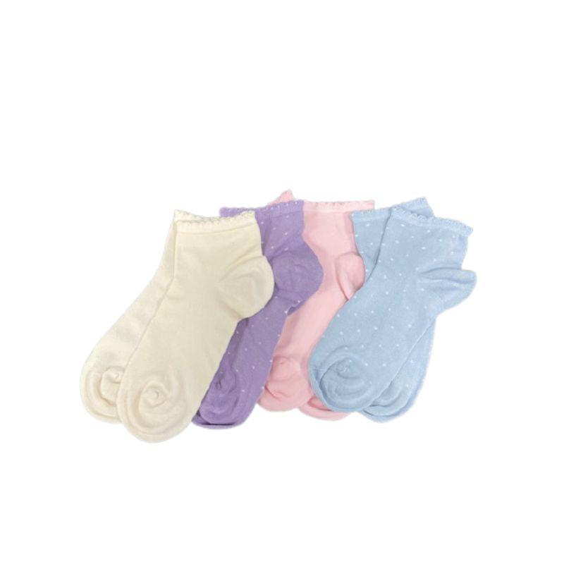 Women's Bamboo Socks - Low Cut Quarter Scalloped Edge Pastel Colors