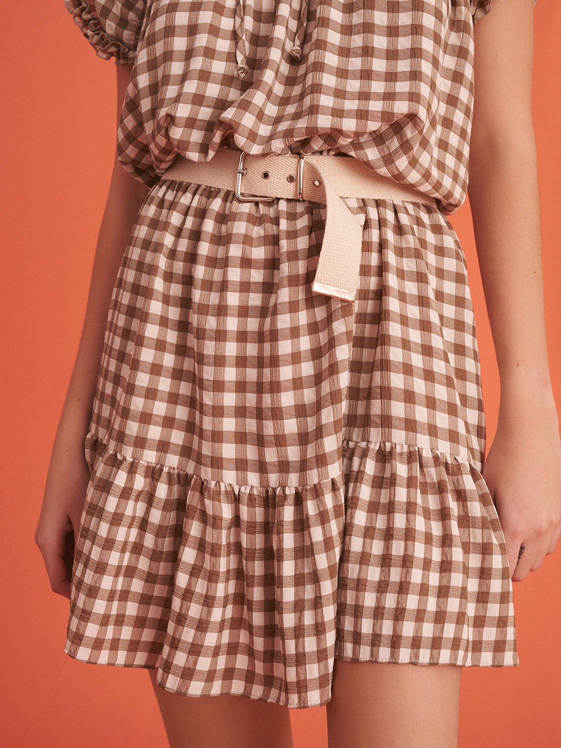 Ruched Plaid Dress