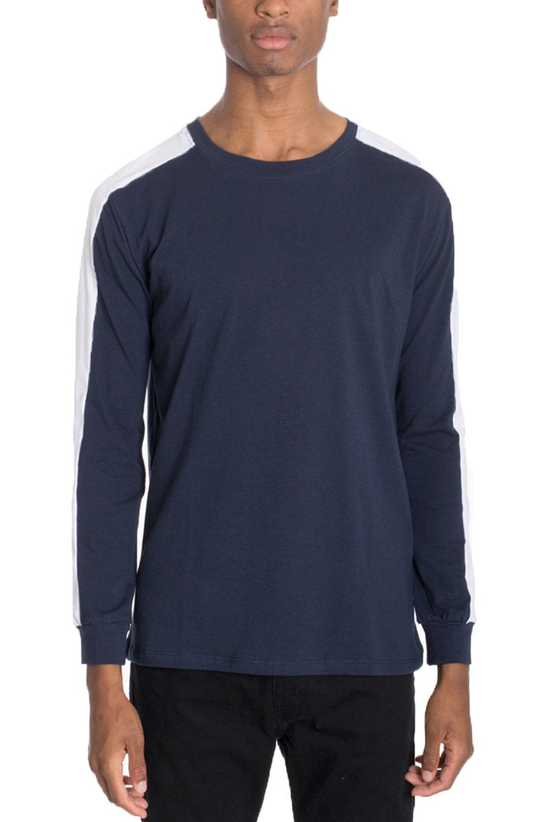 SIDE STRIPE LONG SLEEVE- NAVY