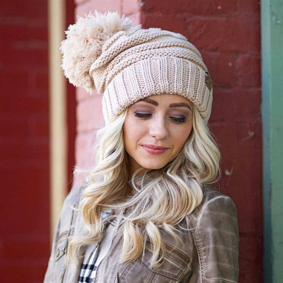 Slouchy Yarn Pom Beanie