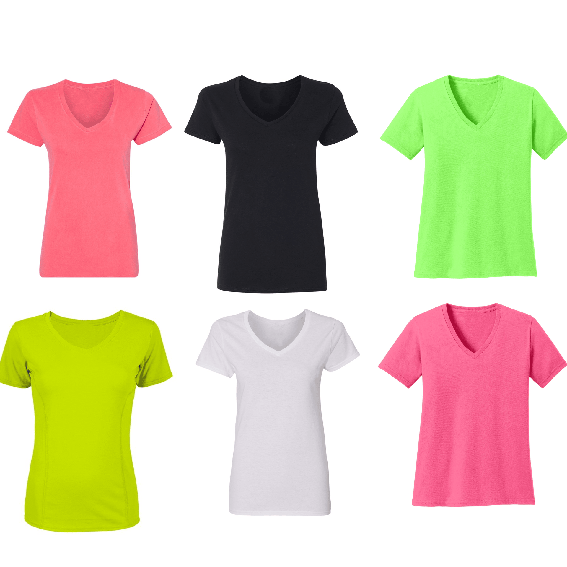 6 Pack Women's Cotton Blend V-Neck Short Sleeve T-Shirts