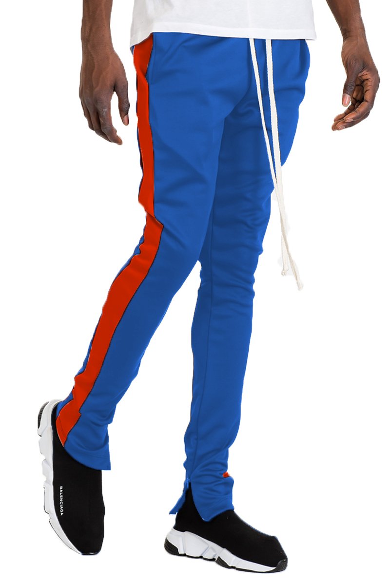 CLASSIC SKINNY FIT TRACK PANTS- ROYAL/ RED