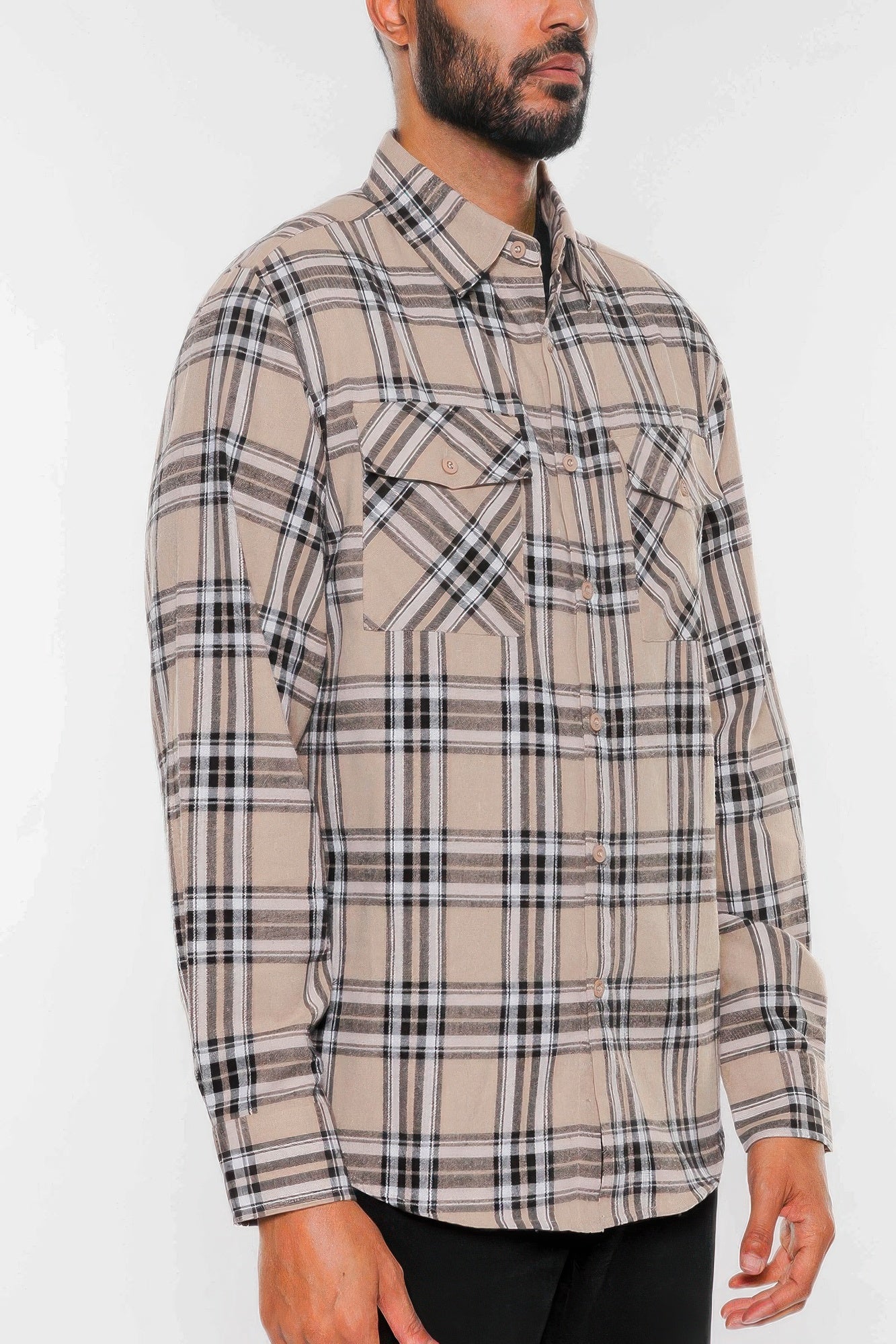 Long Sleeve Flannel Full Plaid Checkered Shirt