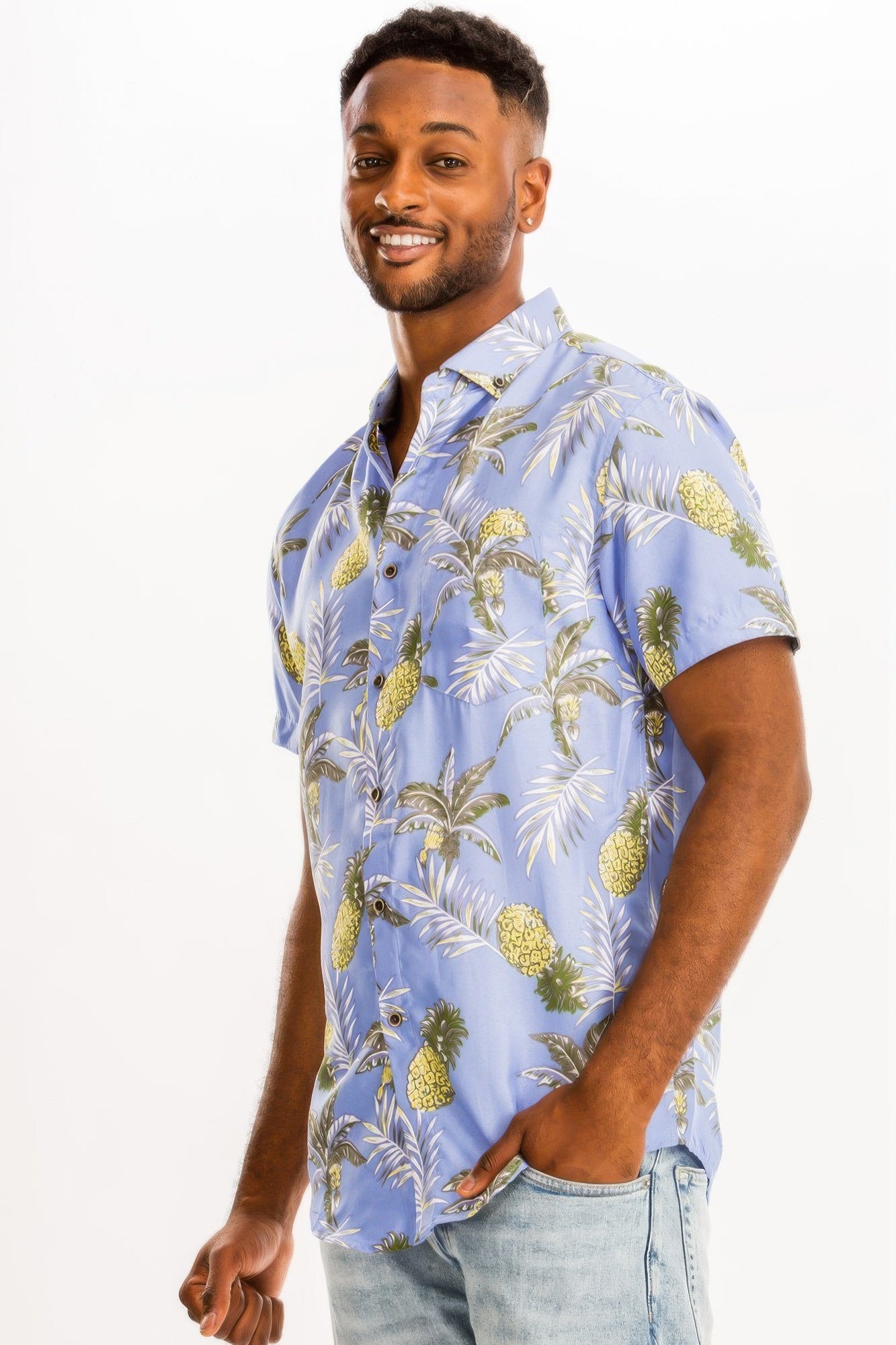 Hawaiian Print Button Down Shirt