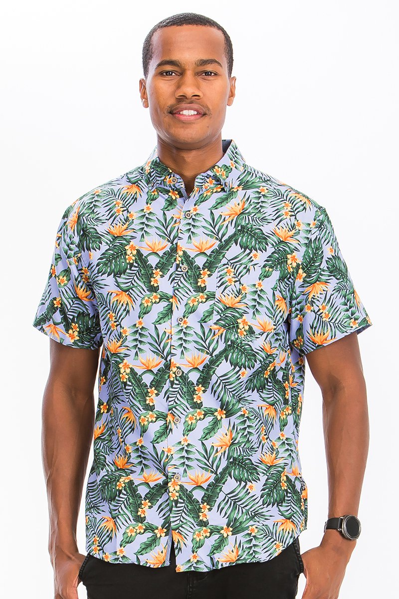 Hawaiian Print Button Down Shirt