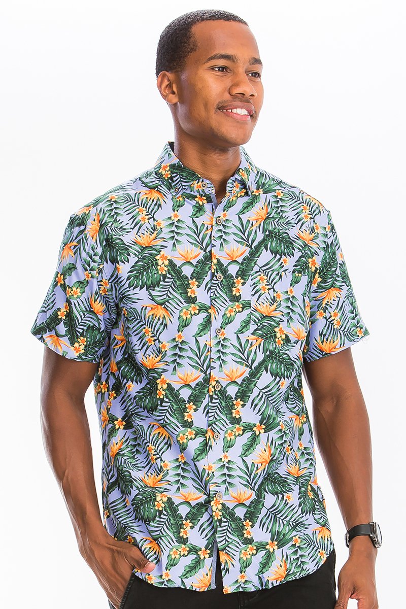 Hawaiian Print Button Down Shirt