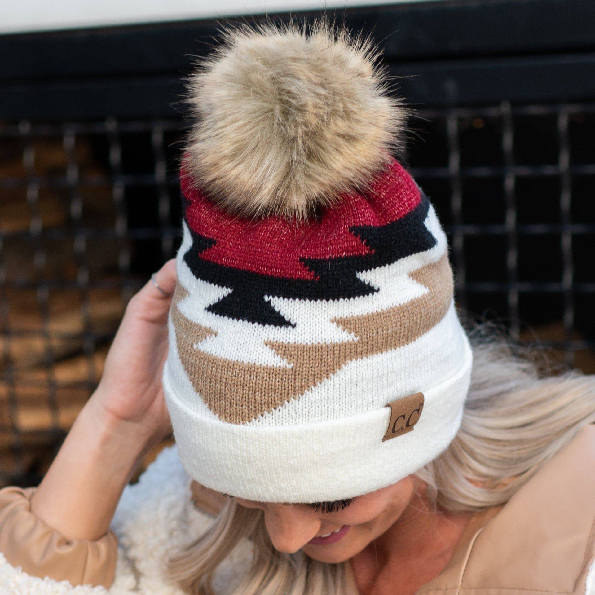 Beanie with Pom & South Western Pattern