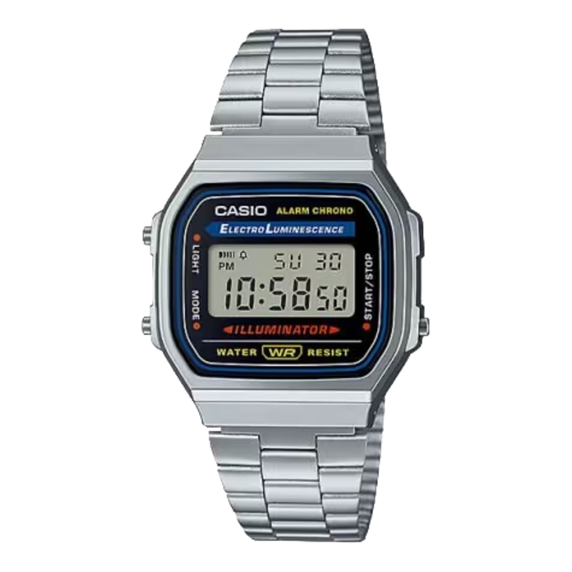 Casio Vintage Digital Stainless Steel Bracelet Watch Silver - A-168WA-1Q