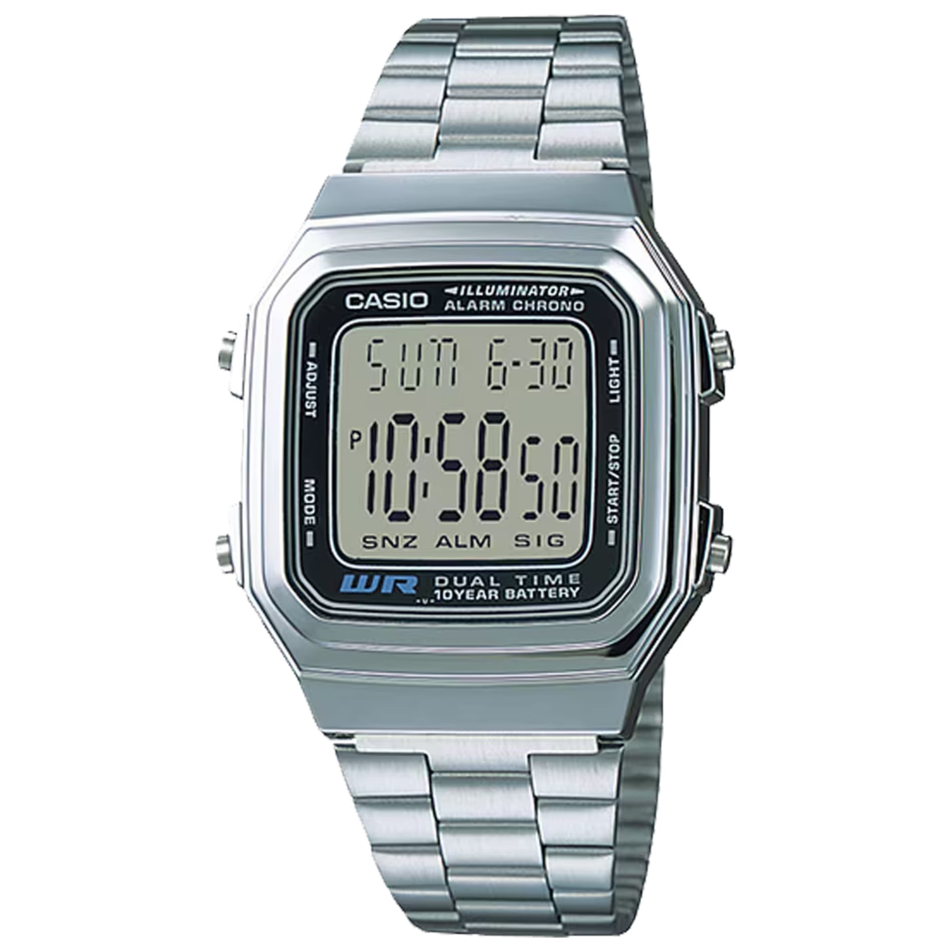 Casio Men's Classic Digital Stainless Steel Watch Silver - A-178WA-1ACF