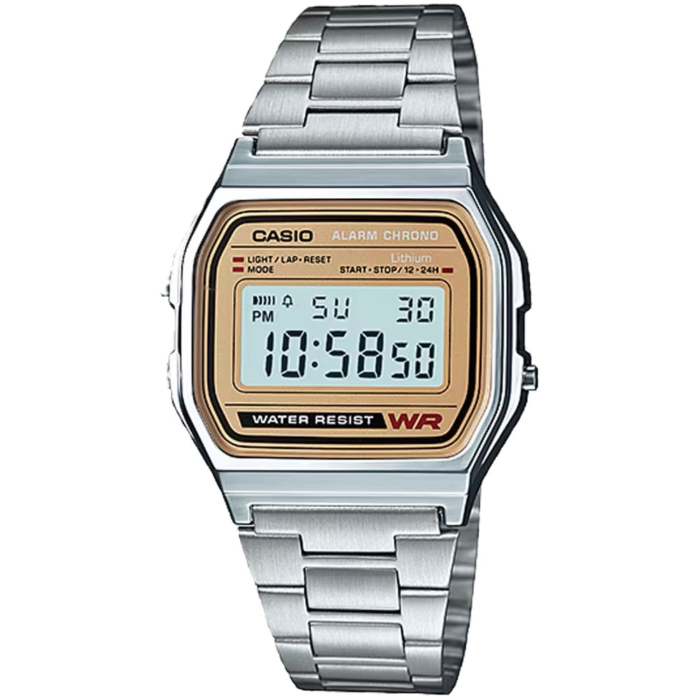 Casio MenÕs Digital Watch with Gold-Toned Dial - A158WEA-9