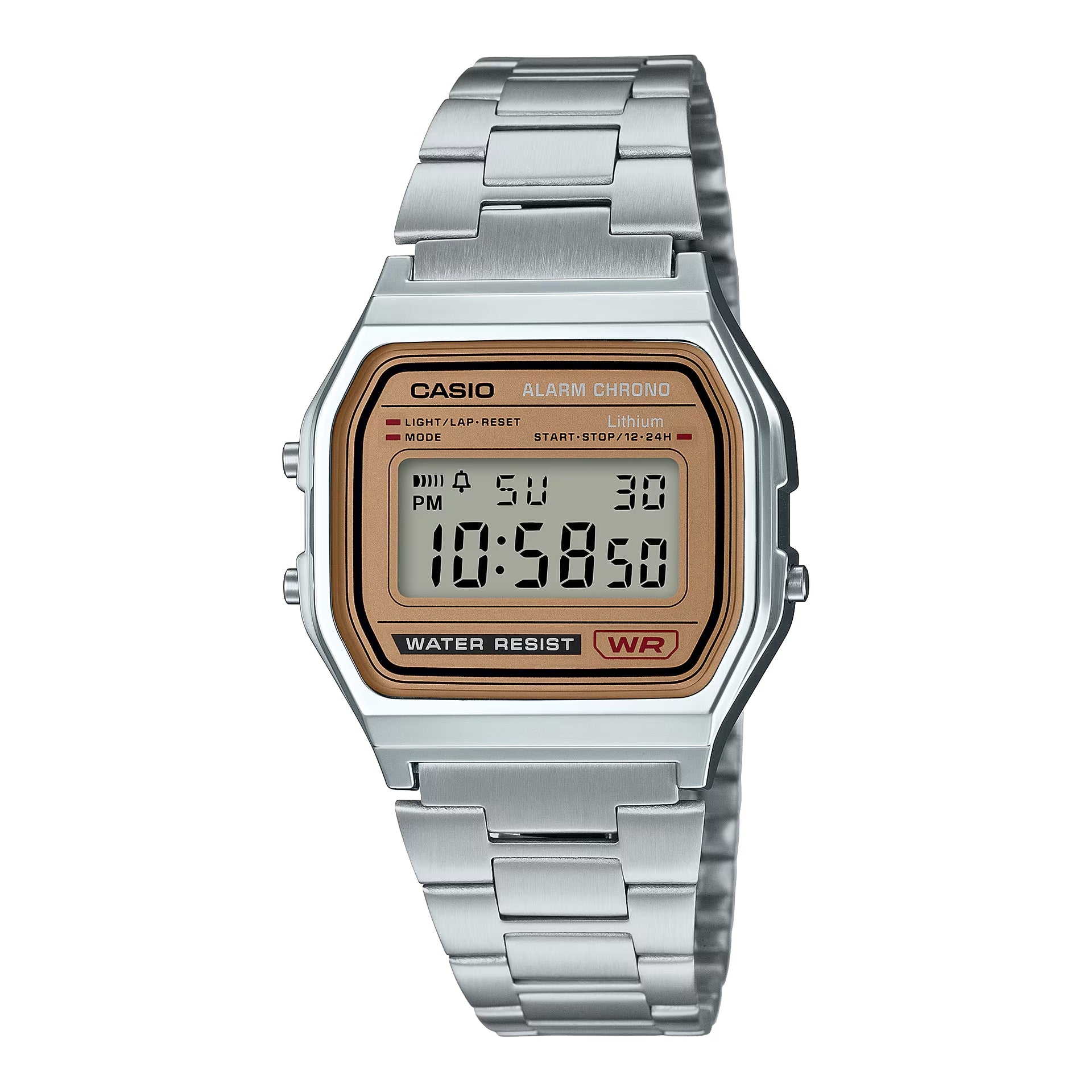 Casio Men’s Vintage Gold Dial Digital Stainless Steel Bracelet Watch - A158WEA-9CF