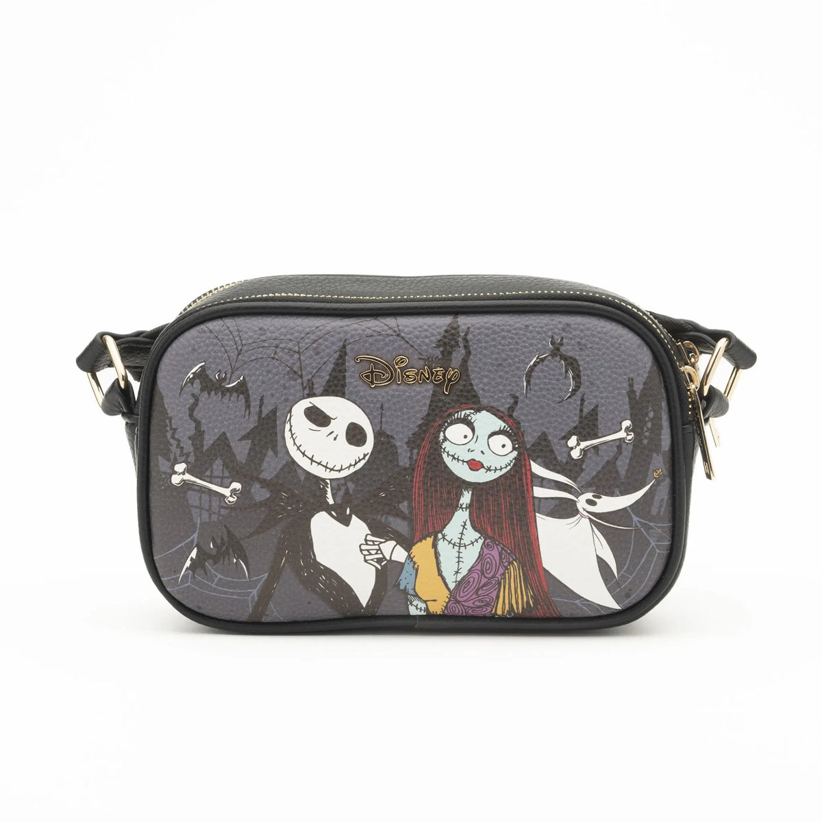 Disney Nightmare Before Christmas - Jack And Sally Double Zipper Vegan Leather C
