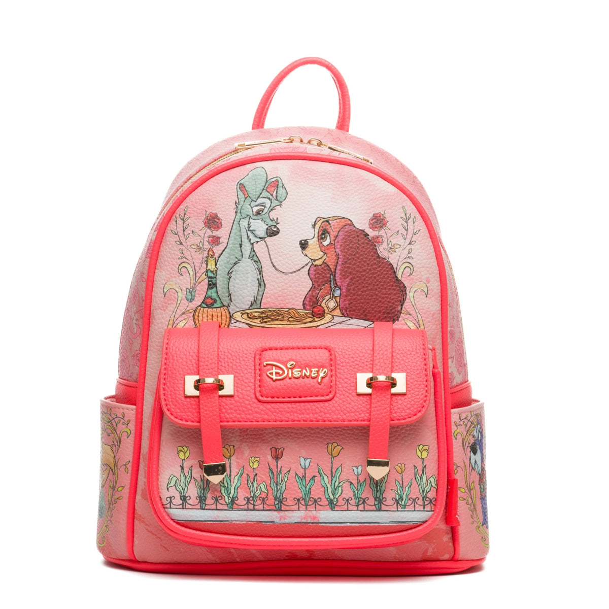 Disney Lady And The Tramp - 11" Vegan Leather Mini Backpack With Dust Coverr