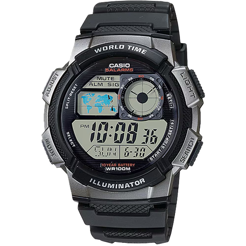 Casio MenÕs Digital Watch with Black and Silver Dial  - AE-1000W-1BV