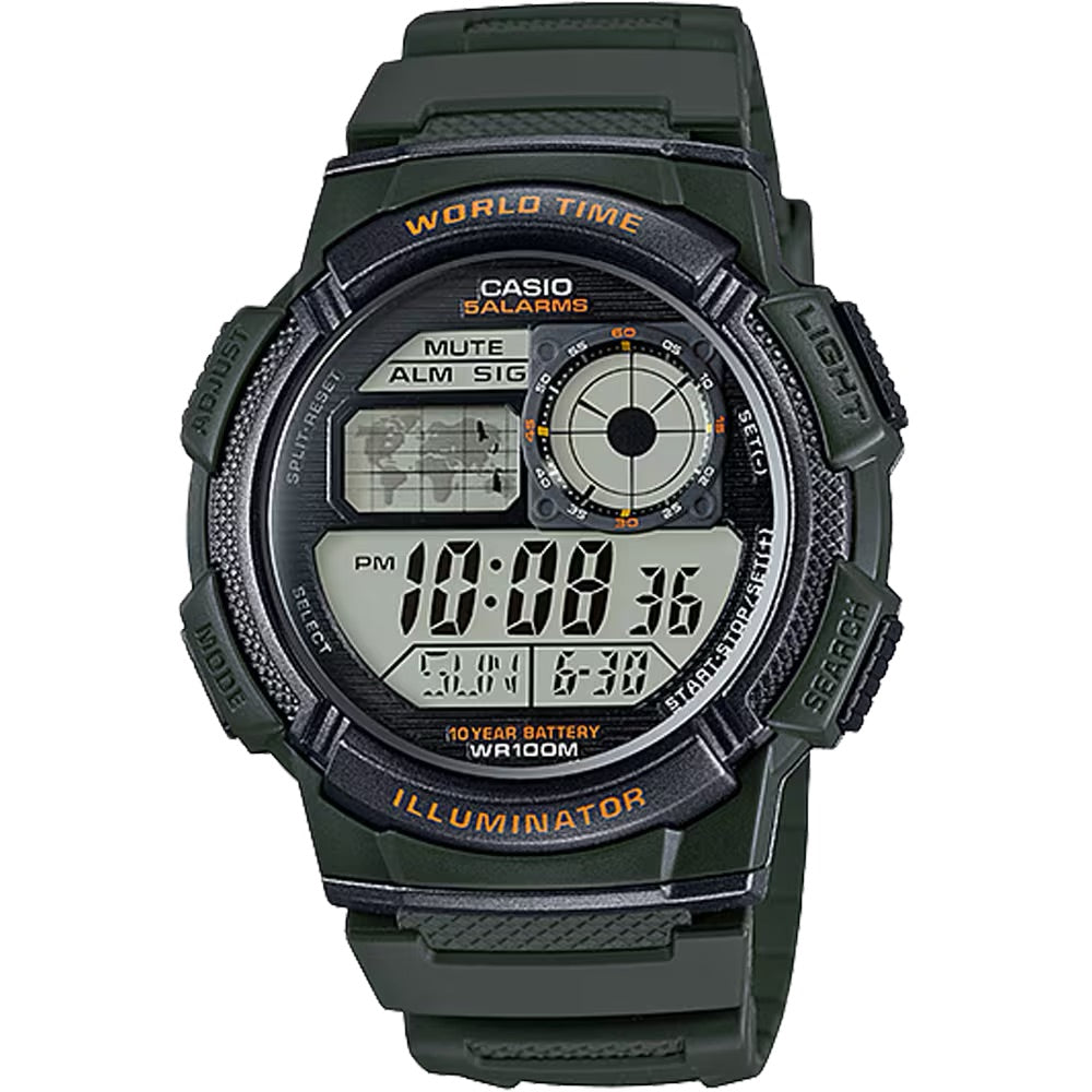 Casio MenÕs Digital Watch with Black and Green Dial  - AE-1000W-3AV