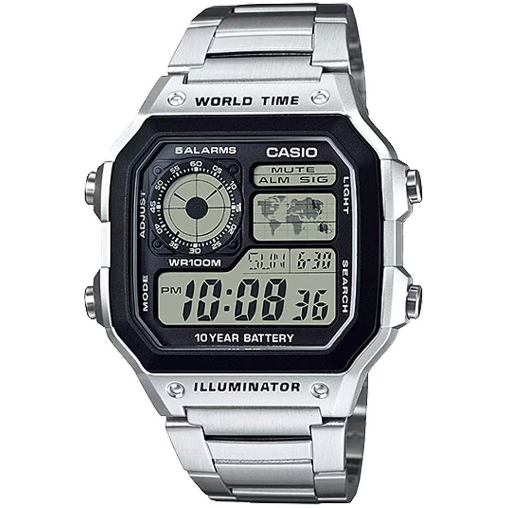 Casio MenÕs Black and Silver Digital Watch - AE-1200WHD-1AV